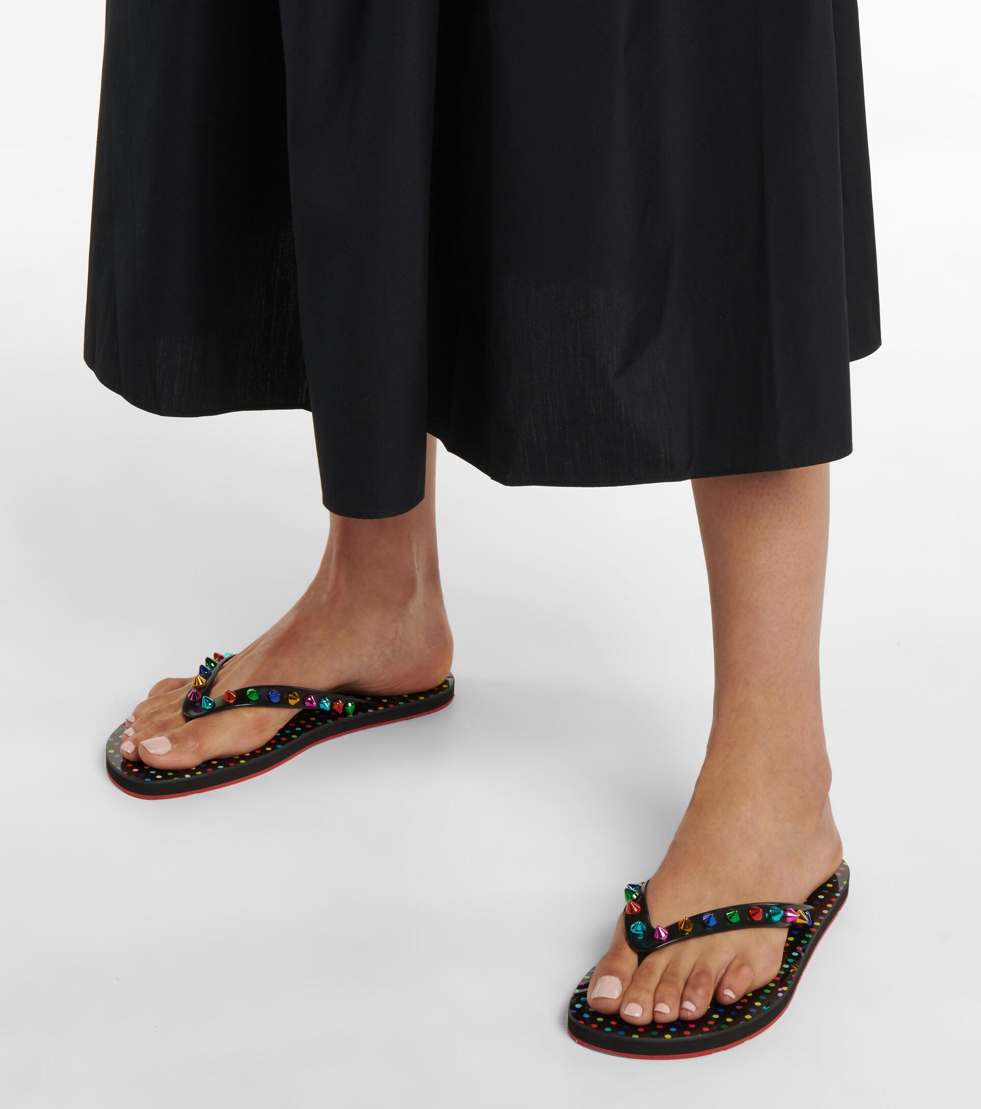 Christian Louboutin Loubi Flip Spikes Donna Thong Sandals in Black