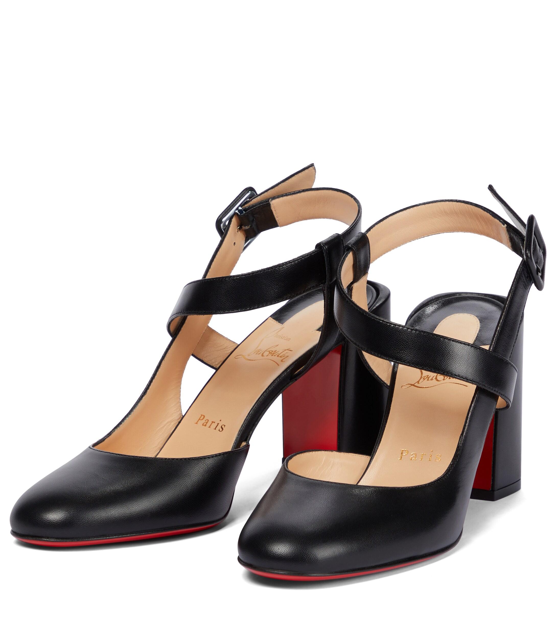 Christian Louboutin Alina 85 Leather Slingback Pumps in Black | Lyst