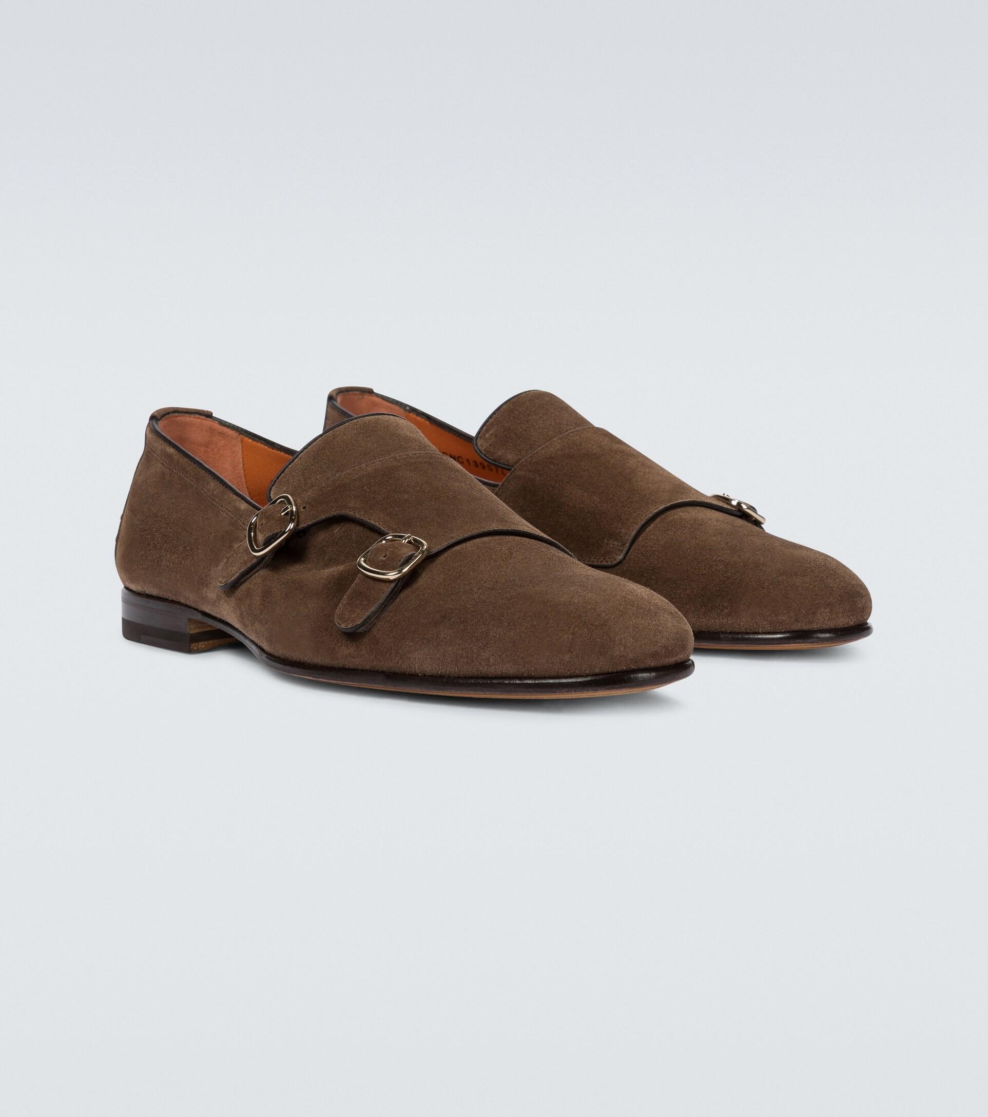 suede double monk strap