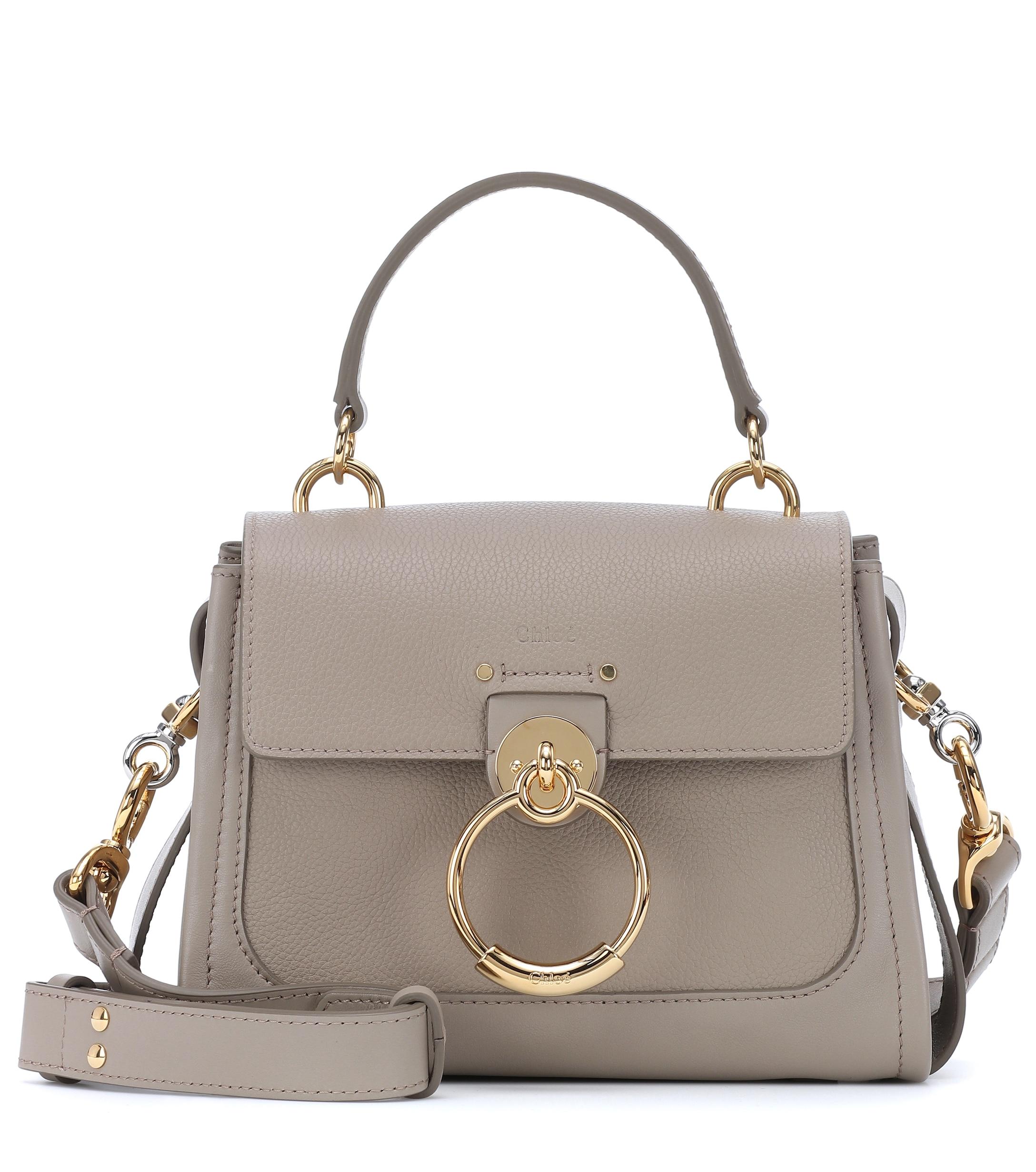 Chloé Tess Small Leather Shoulder Bag in Grey (Gray) - Lyst