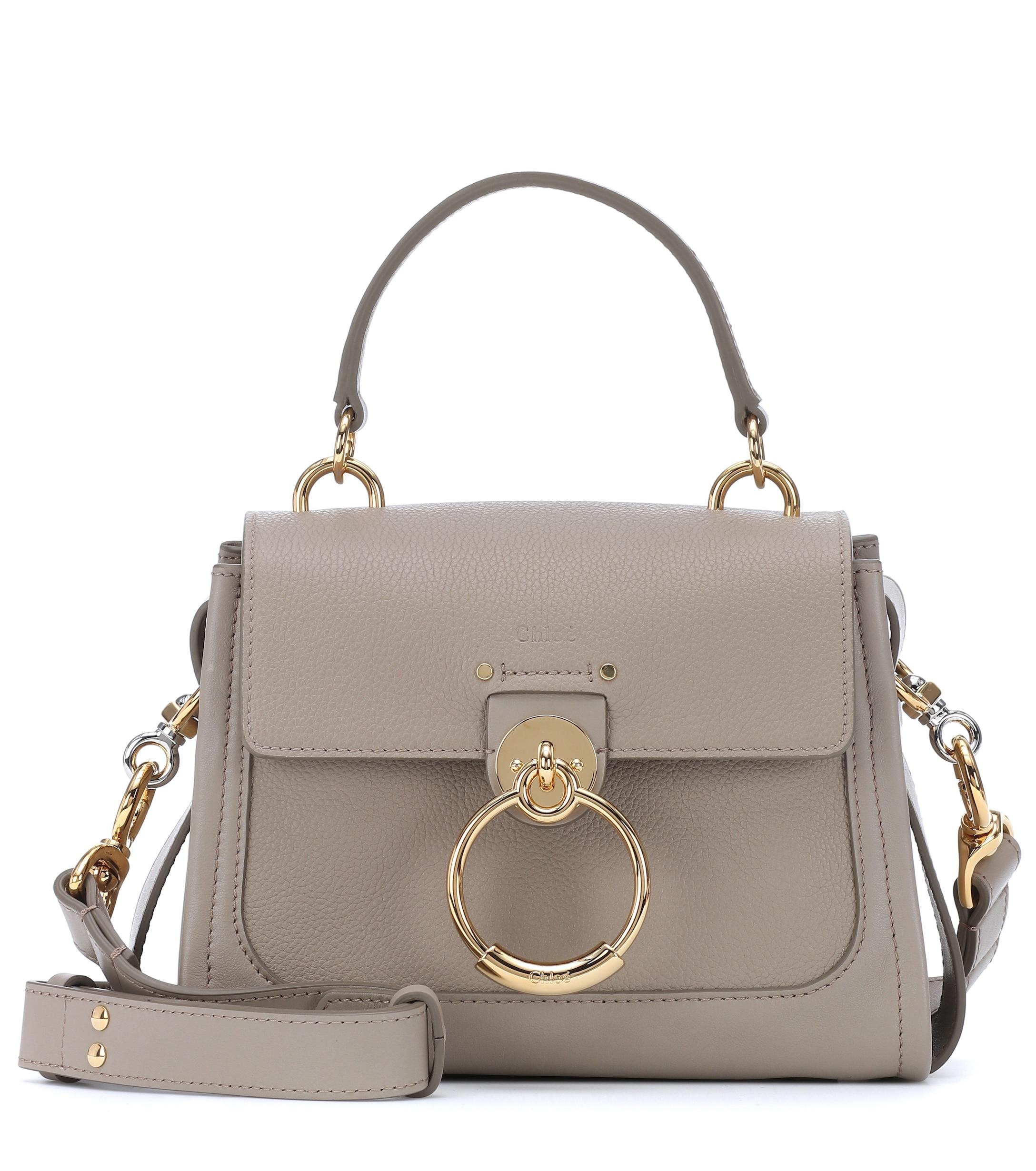 Chloé Tess Small Leather Shoulder Bag in Grey (Gray) Lyst