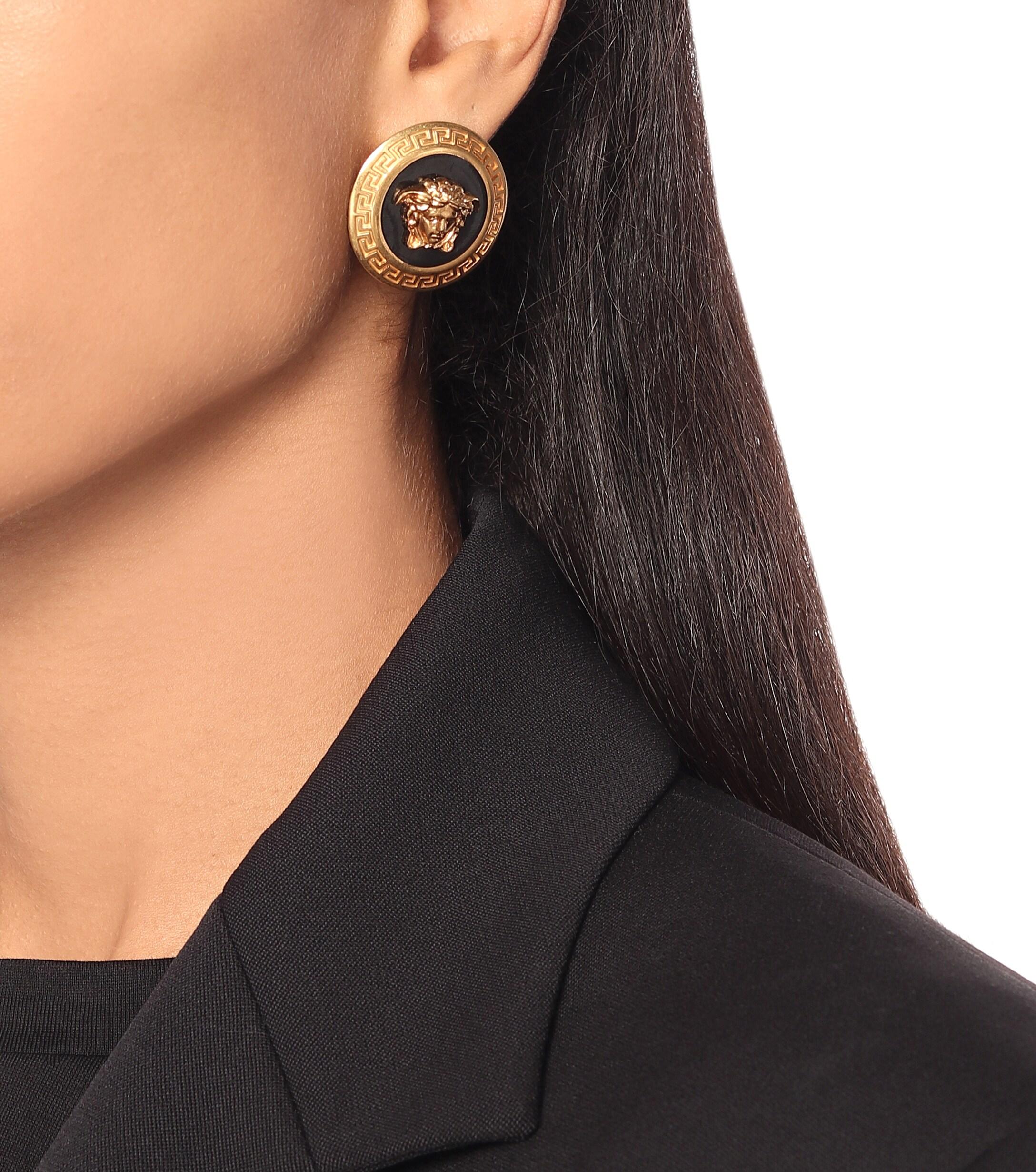 Versace Logo Earrings in Gold (Metallic) Lyst