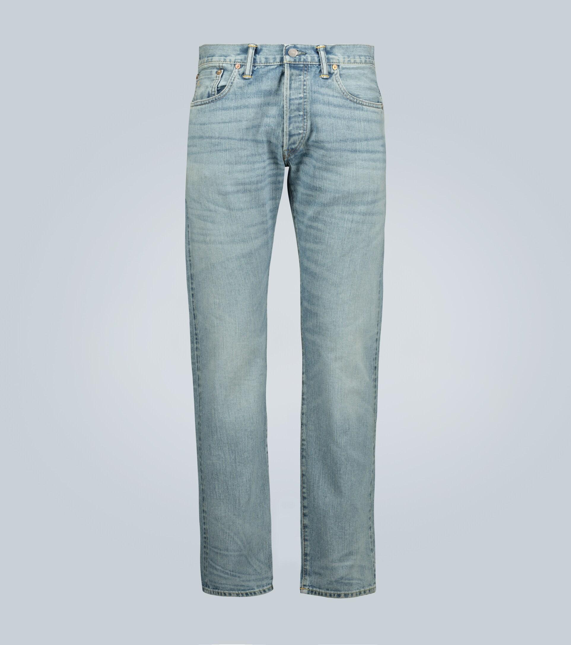 RRL Slimfit Light Wash Selvedge Jeans in Blue for Men Lyst