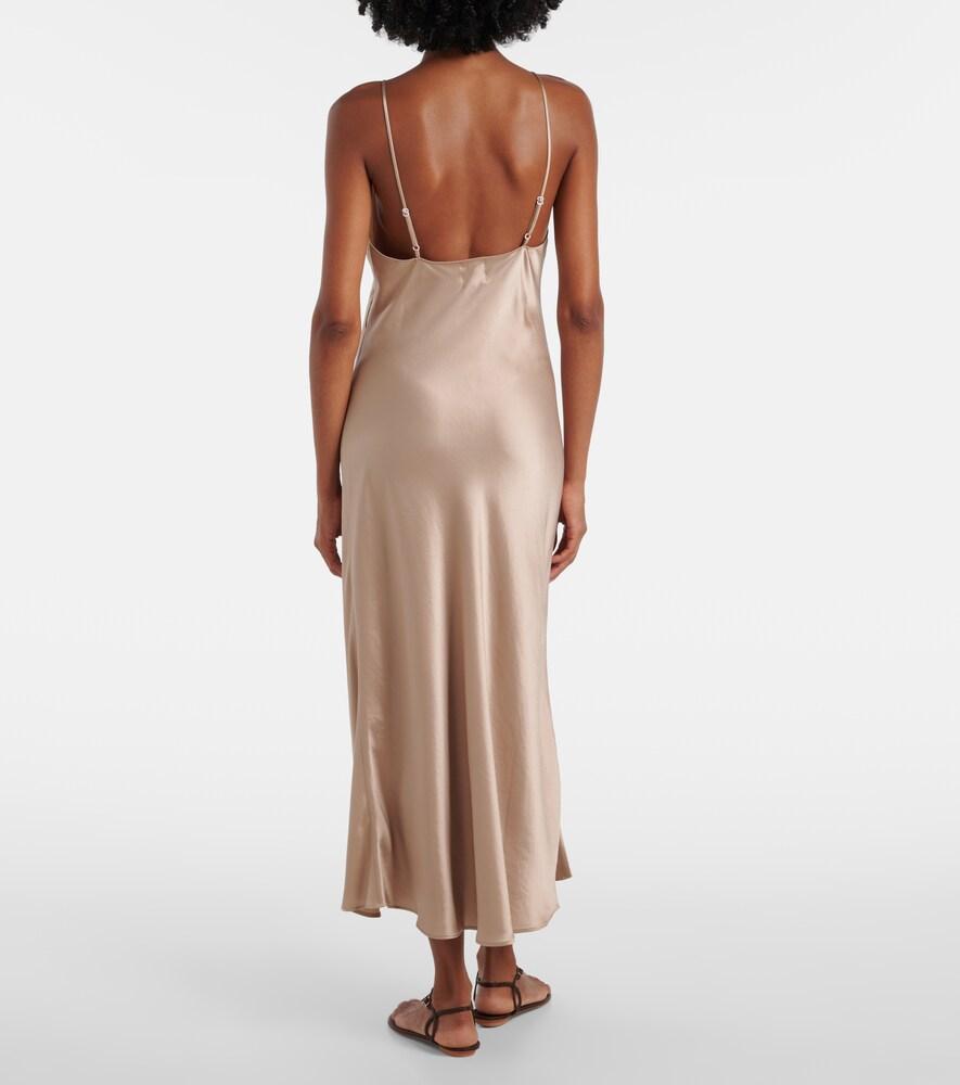leset barb satin slip dress LESET Barb Mock Neck Sleeveless Dress in Pacific in Satin