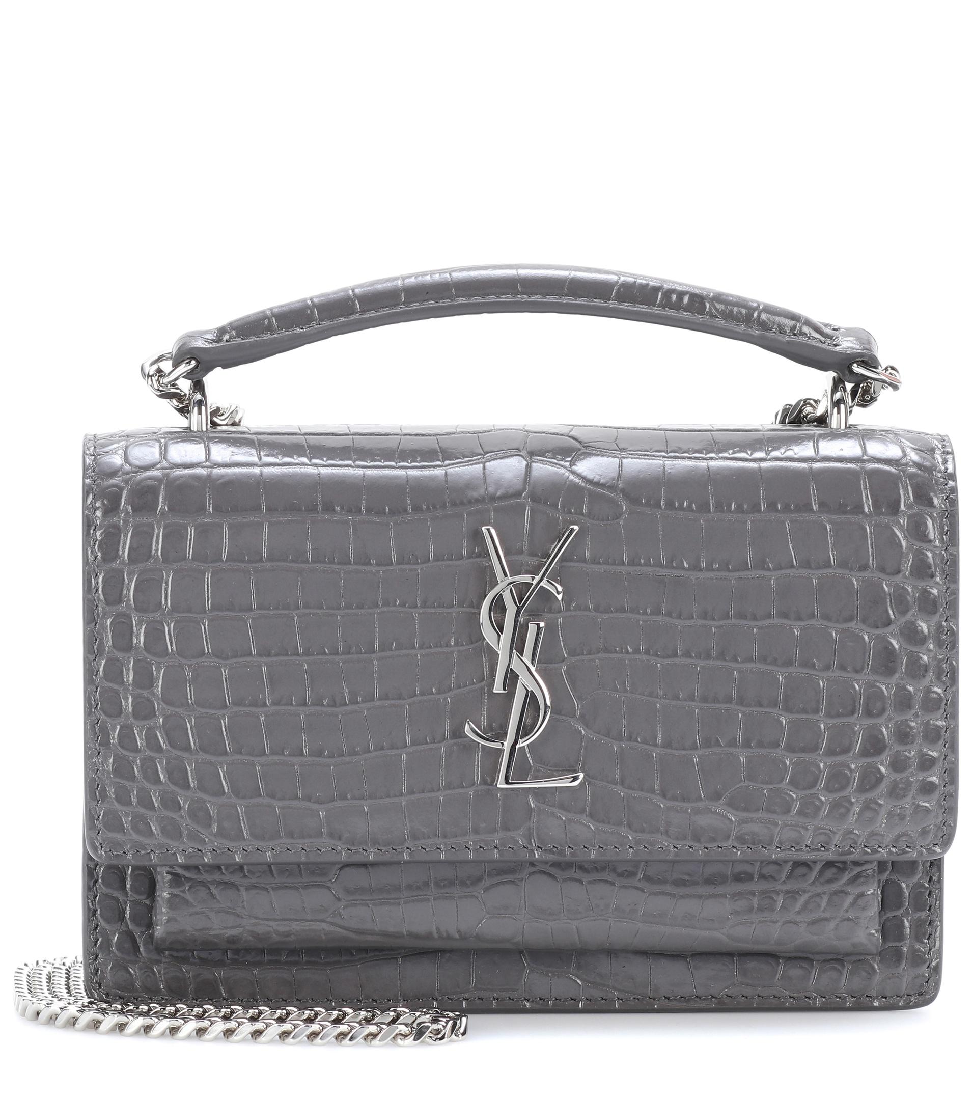 Saint Laurent Sunset Embossed Leather Shoulder Bag in Grey (Gray) Lyst