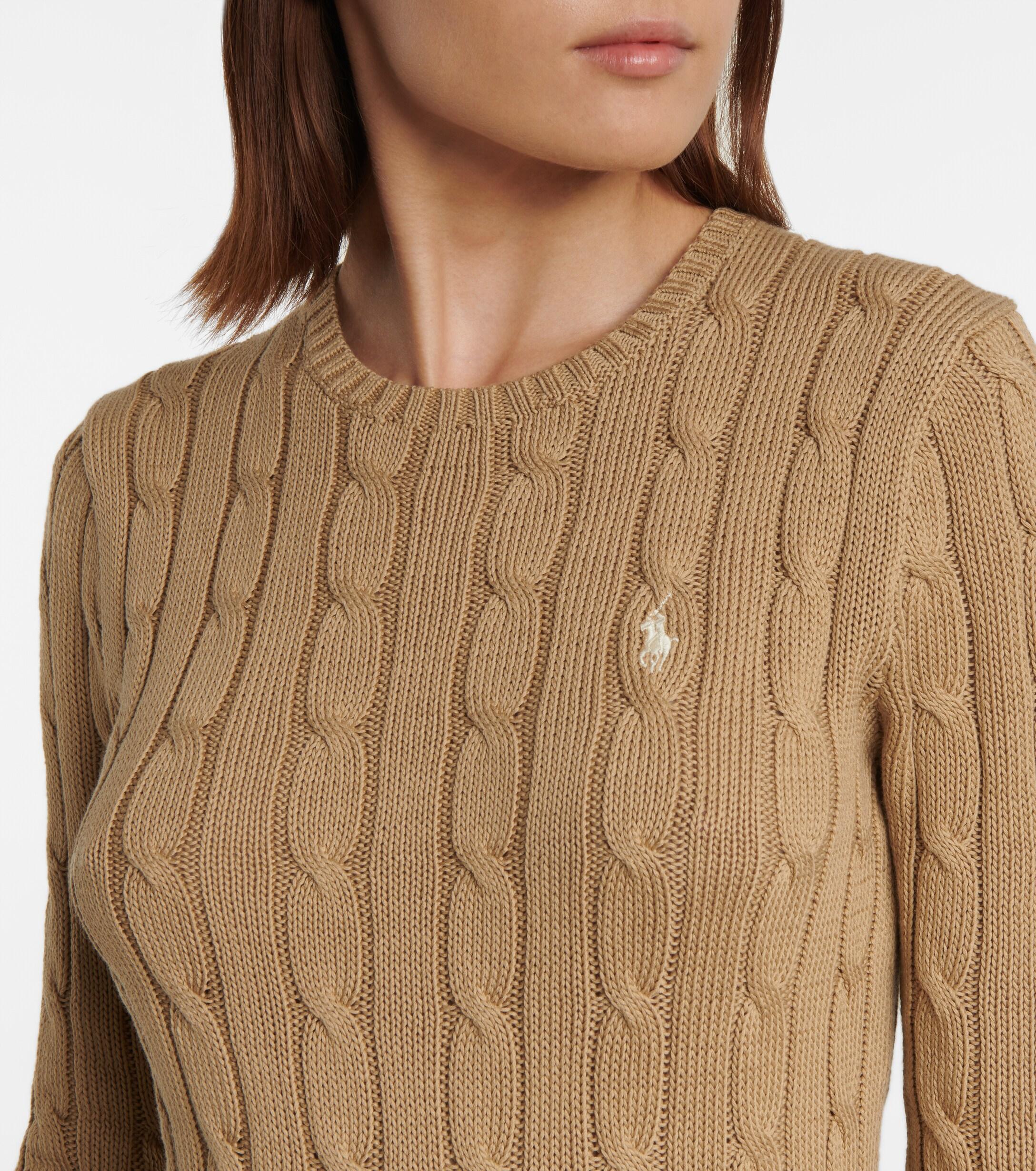 Polo Ralph Lauren Cable-knit Cotton Sweater in Brown | Lyst