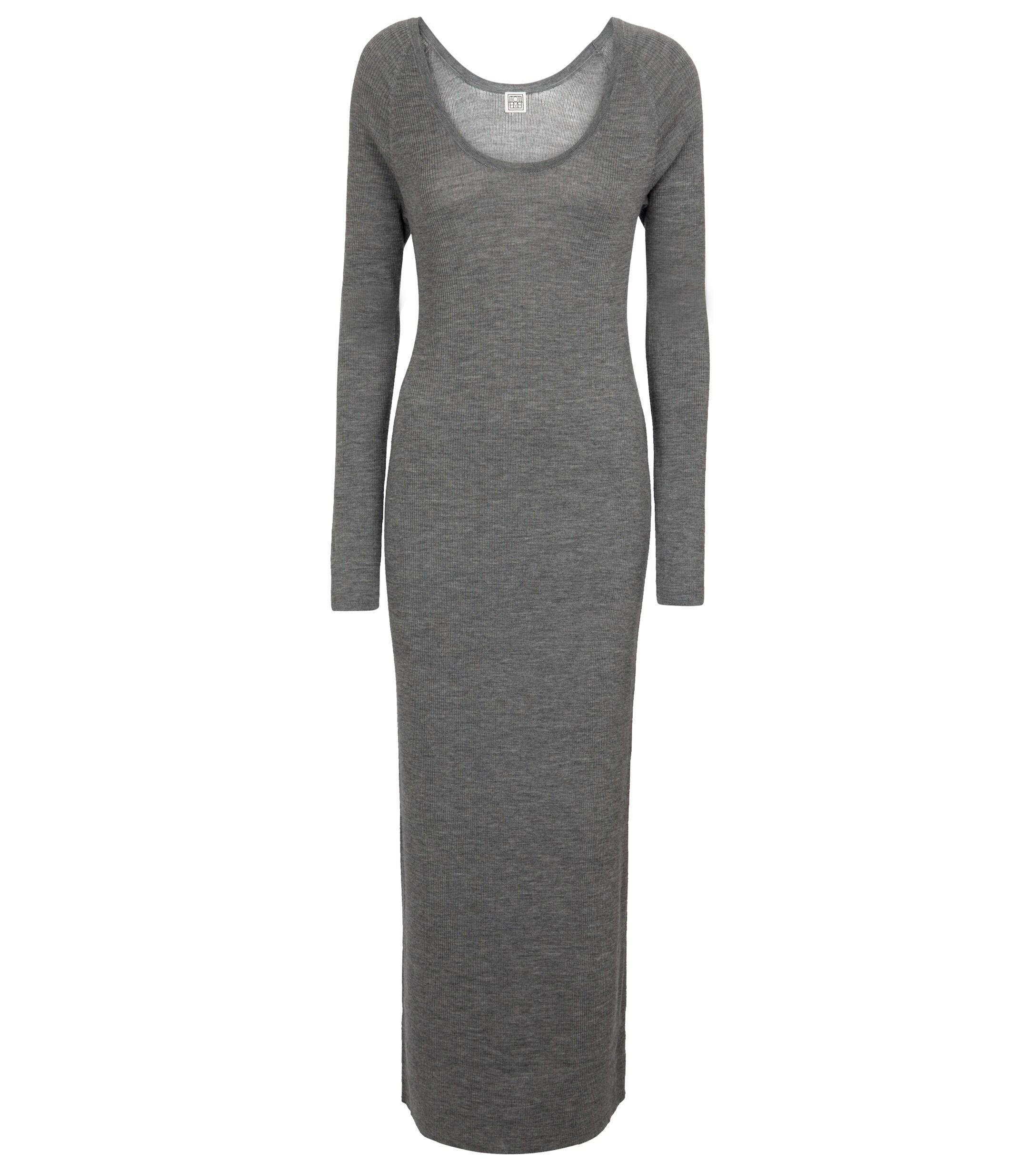 Totême Ribbed-knit Wool Dress in Grey (Grey) | Lyst Canada
