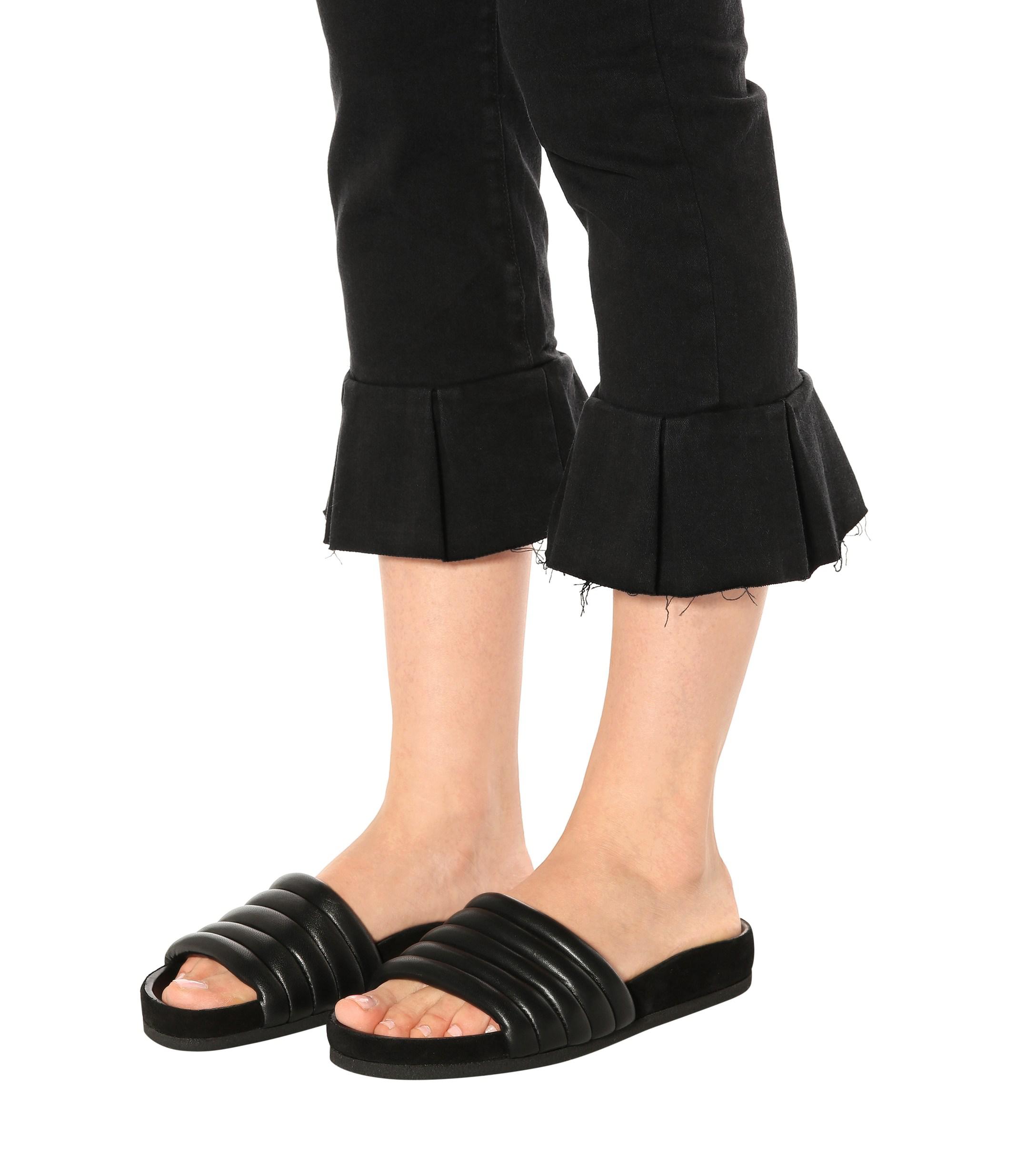 Isabel Marant Leather Shellea Quilted Slides in Black | Lyst