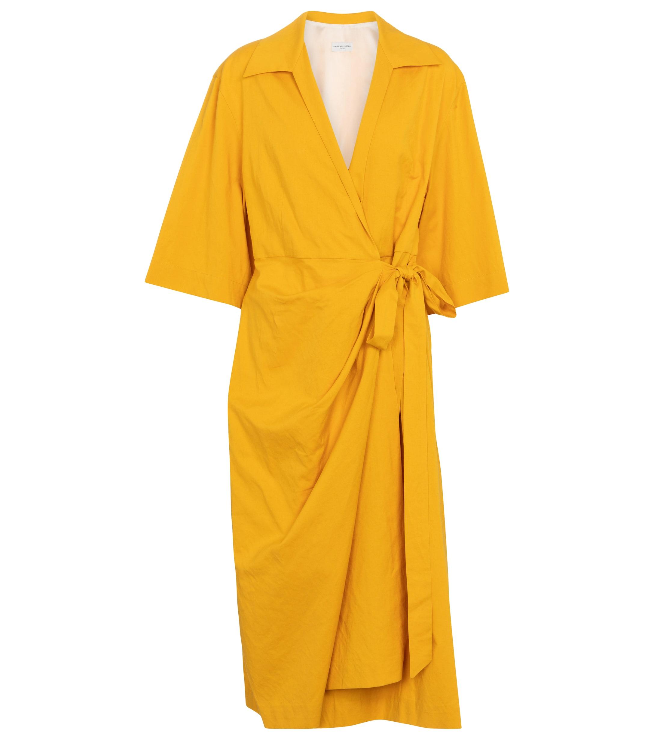 Dries Van Noten Cotton-blend Wrap Dress in Yellow - Save 40% - Lyst