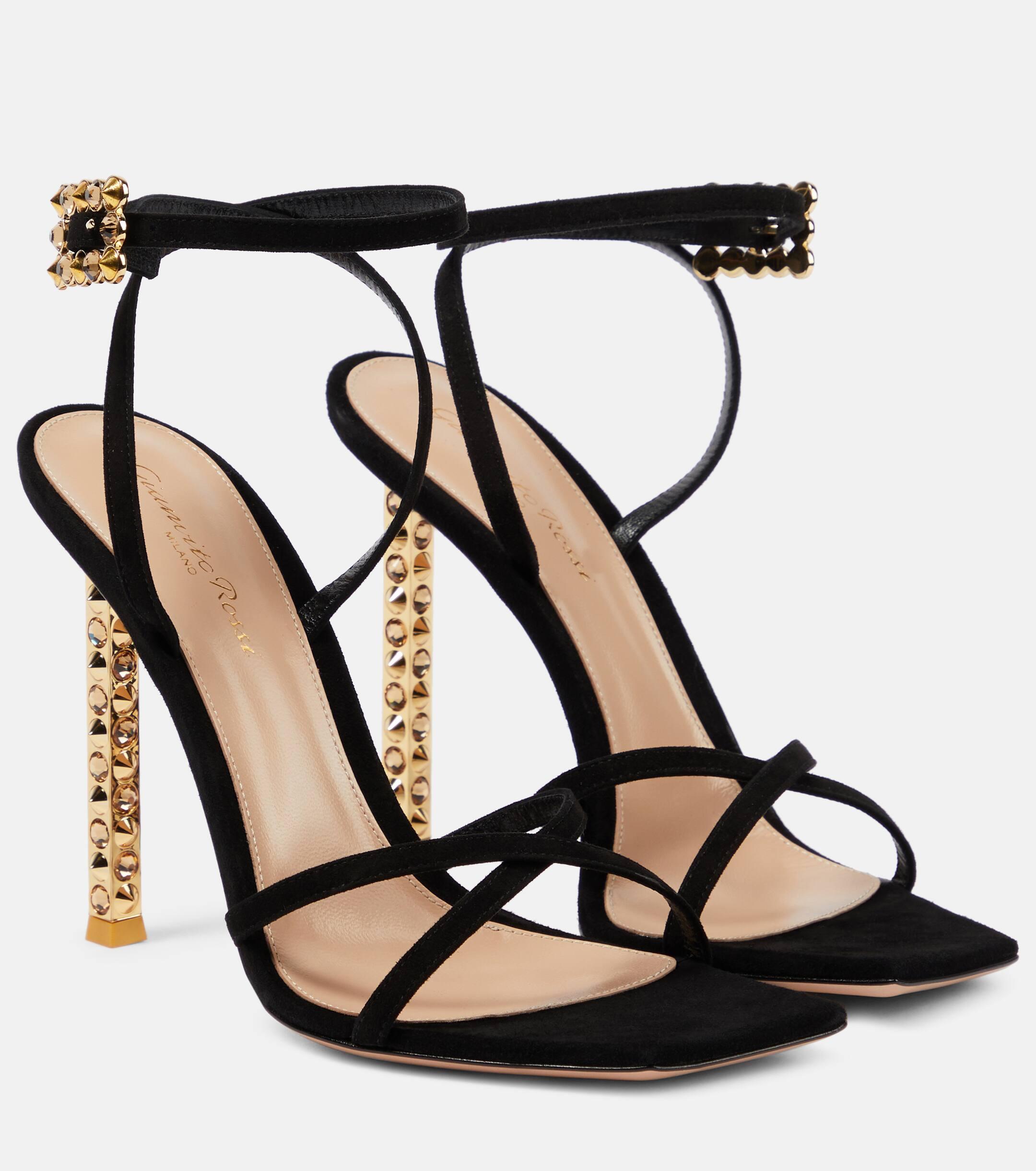 Gianvito Rossi Wonder Embellished Suede Sandals in Black Lyst Canada