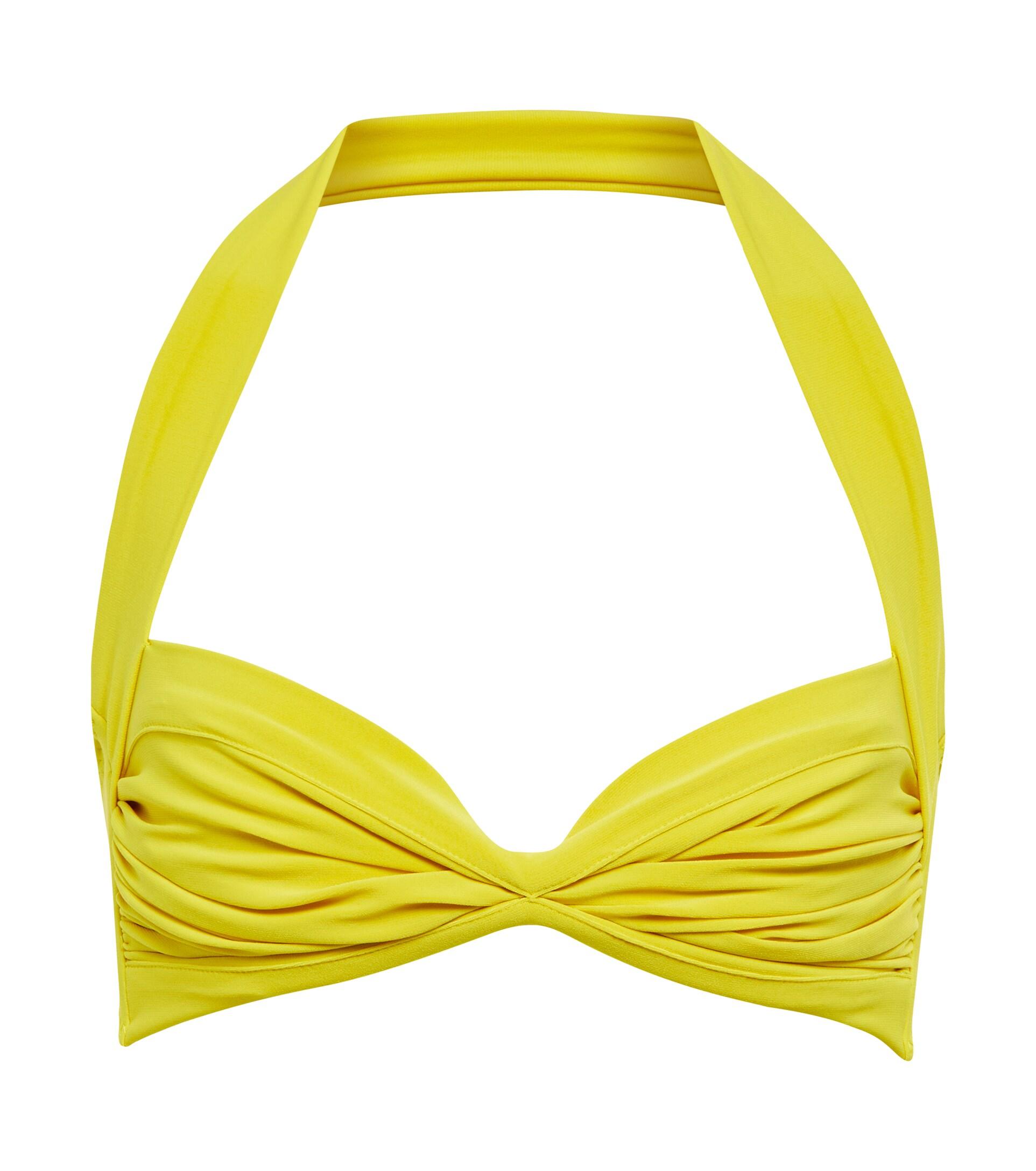 Norma Kamali Bill Shirred Bikini Top in Yellow | Lyst