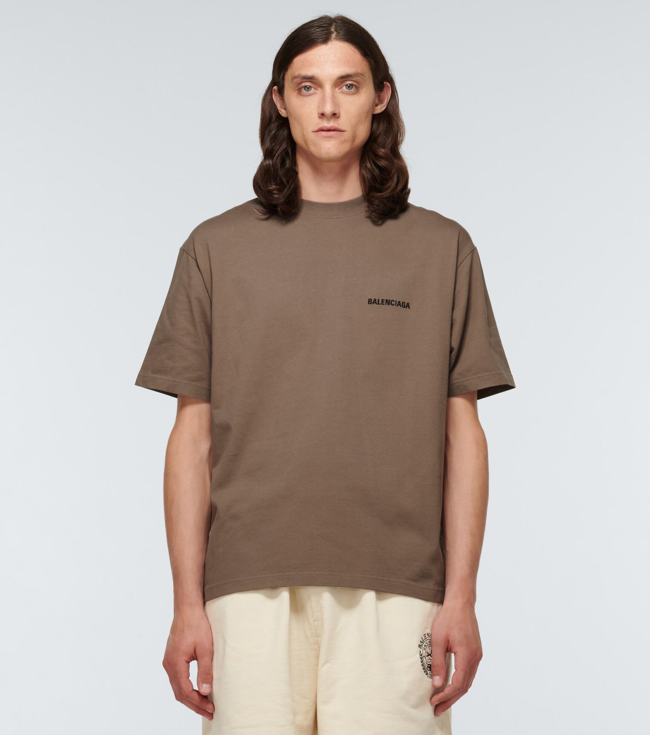 Balenciaga Cotton Jersey T-shirt in Brown for Men | Lyst