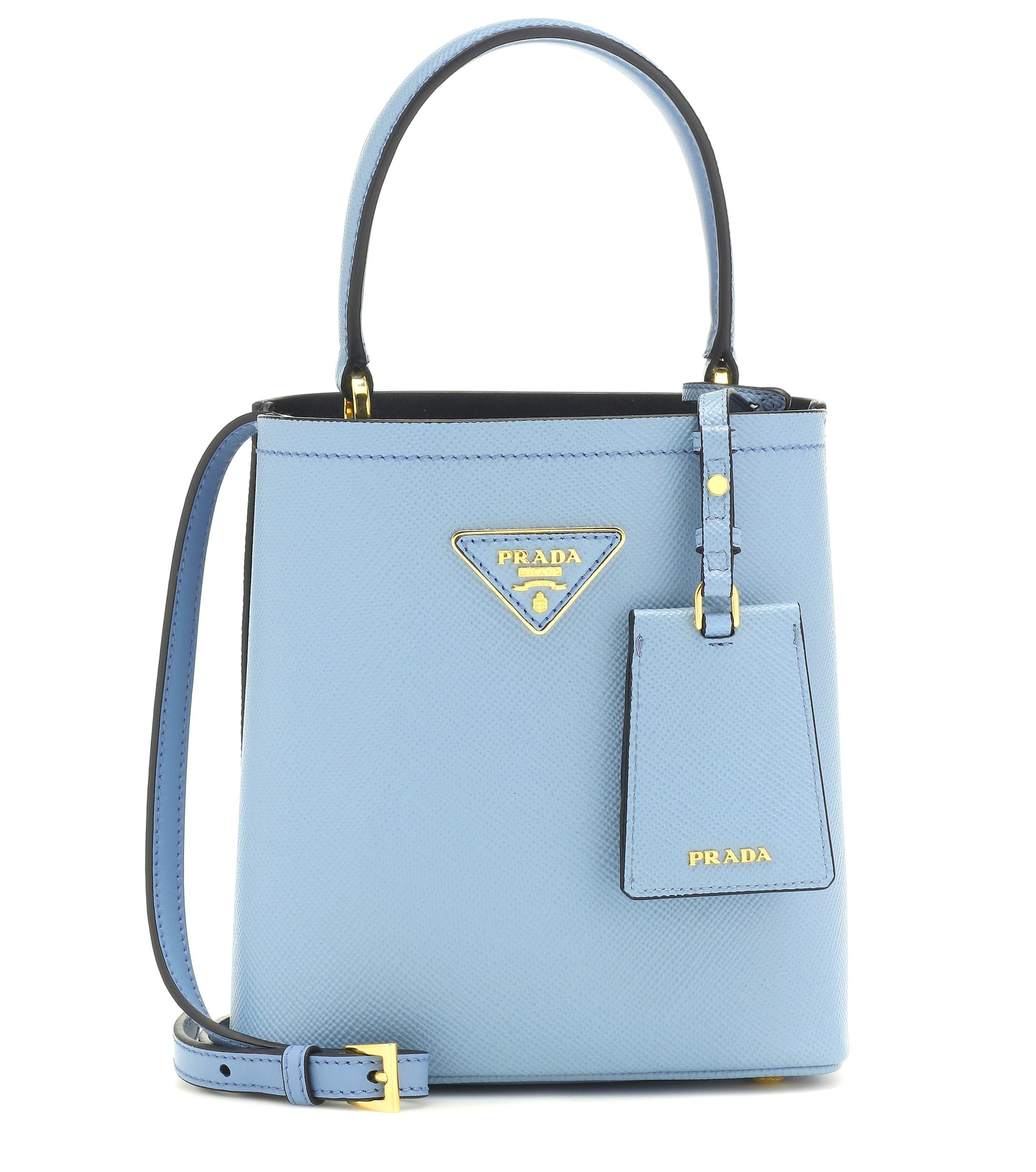 Prada Panier Small Saffiano Leather Bag in Blue