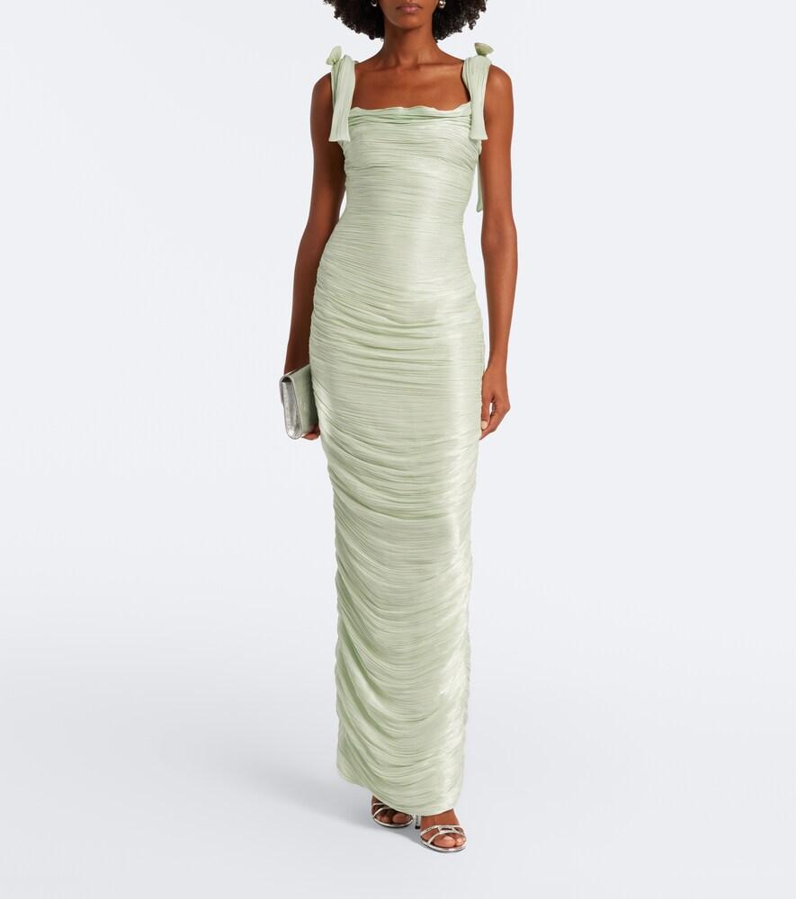 green marmar dress Ruched-Sash Silk Gown Green / 42