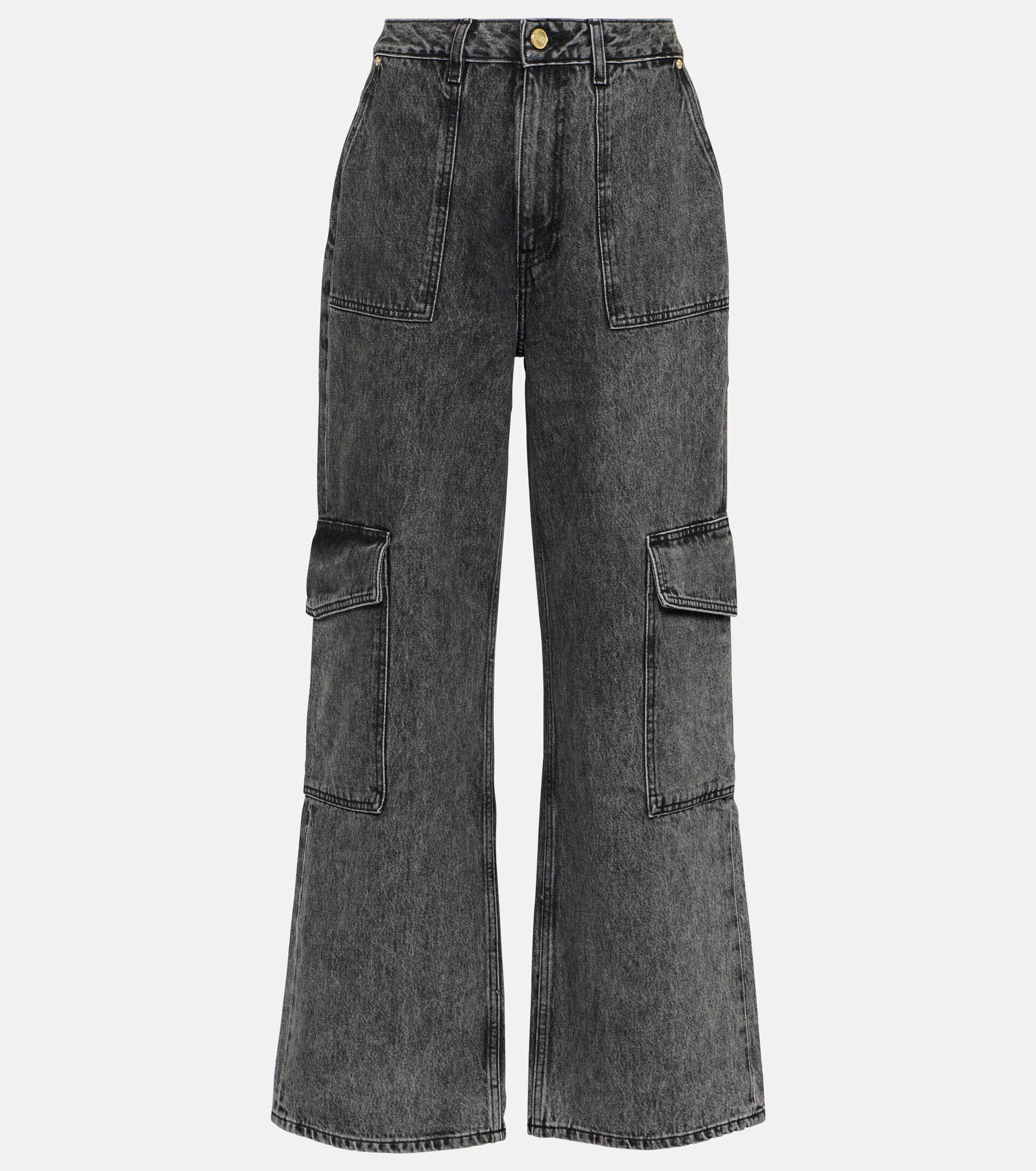 Ganni High-rise Cargo Jeans in Gray | Lyst