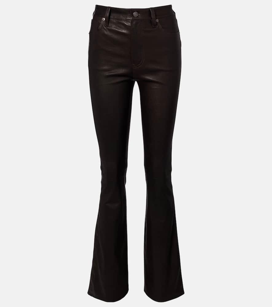 FRAME Reboot Crop Leather Bootcut Pants in Black Lyst UK