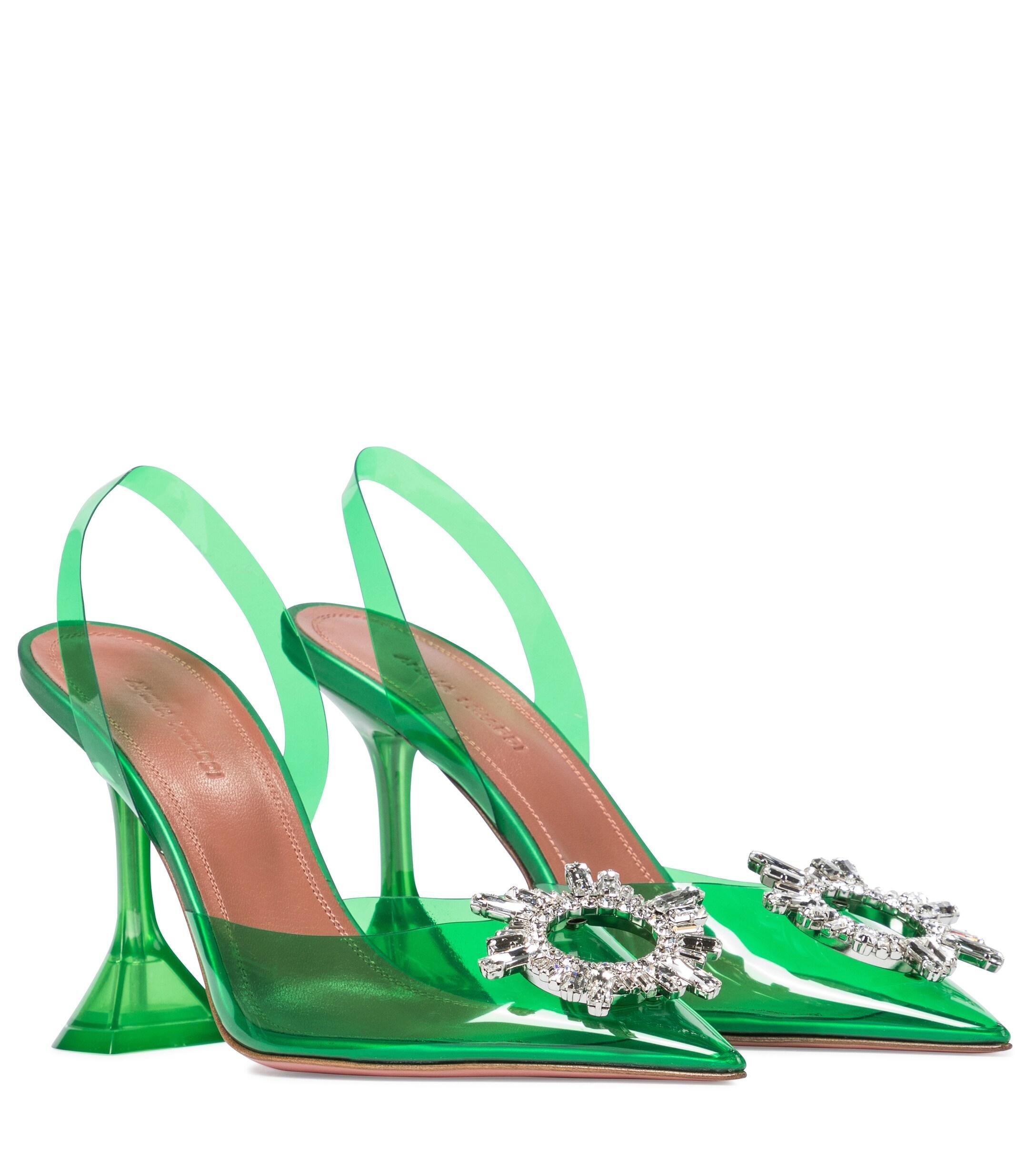 amina muaddi green pumps