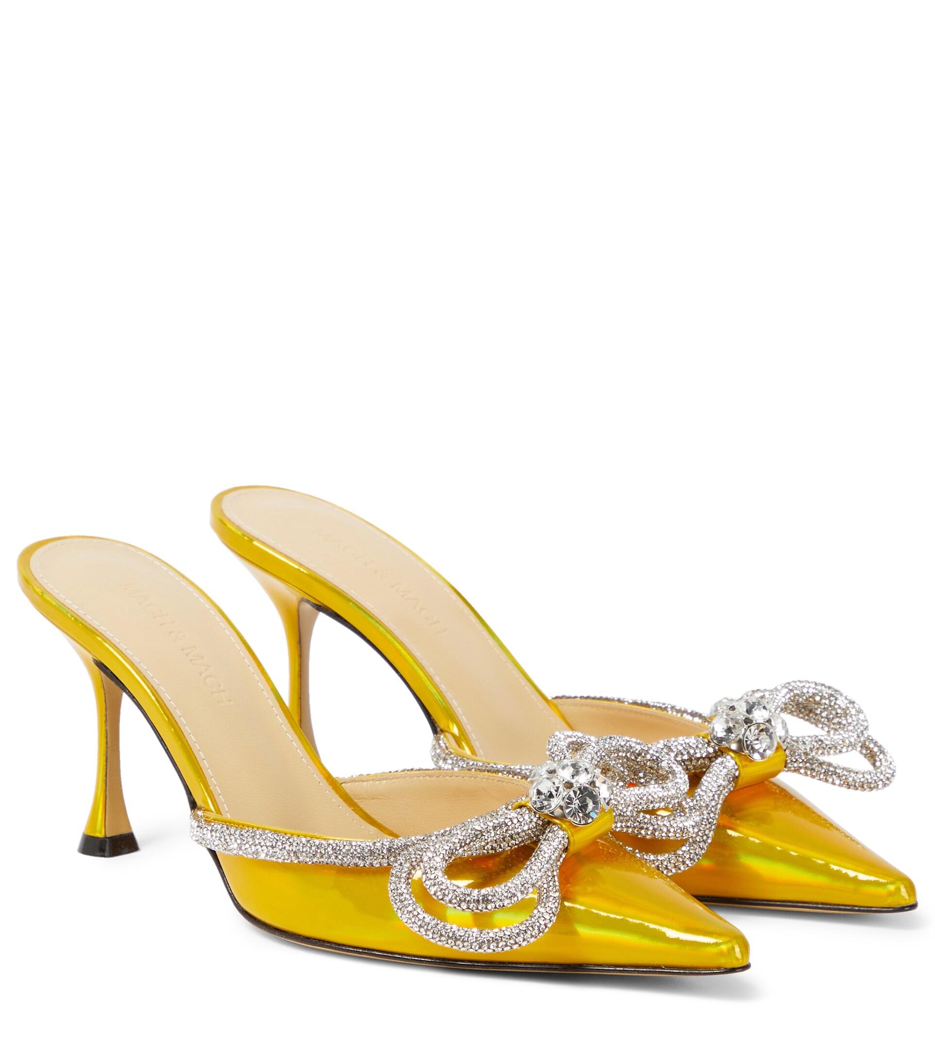 Mach & Mach Double Bow Embellished Mules in Yellow | Lyst