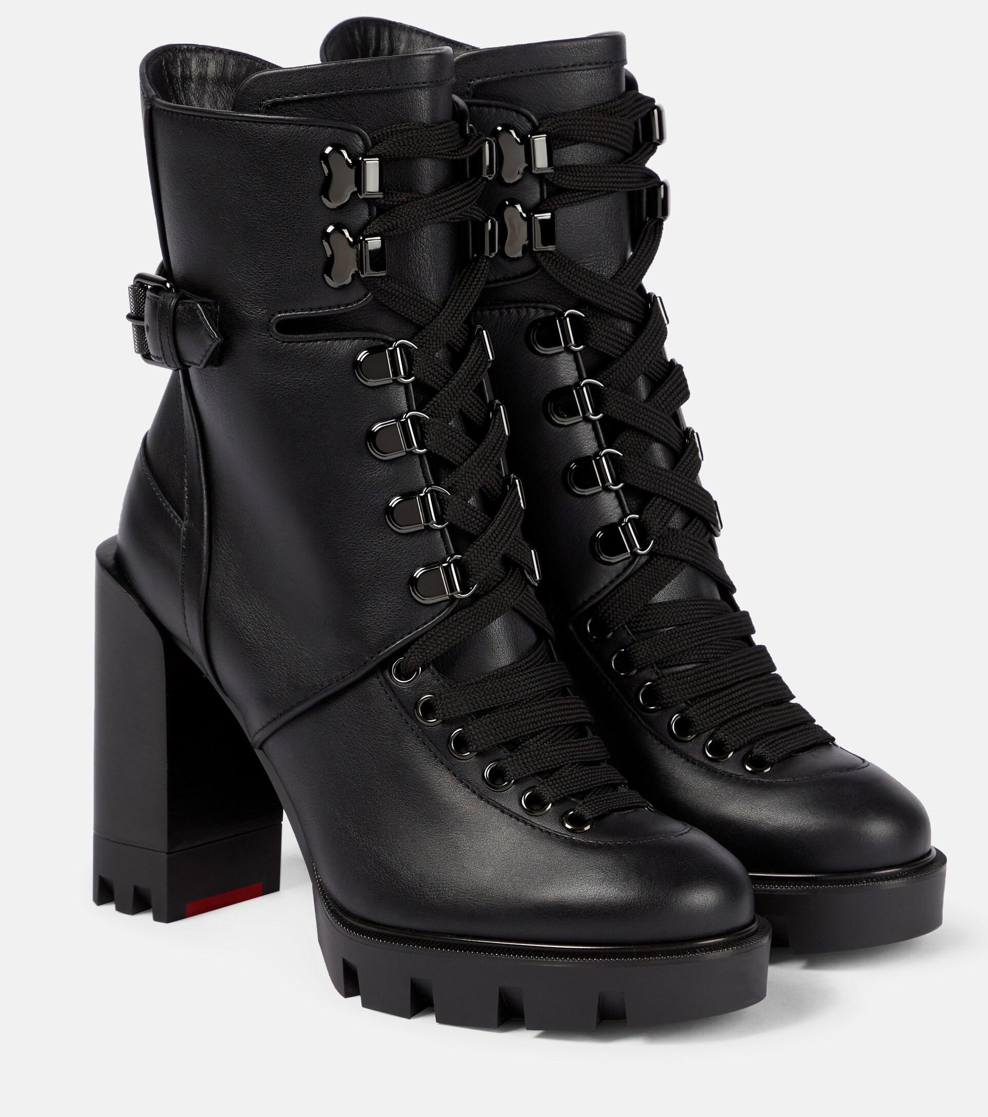 Christian Louboutin Macademia 100 Leather Ankle Boots in Black | Lyst