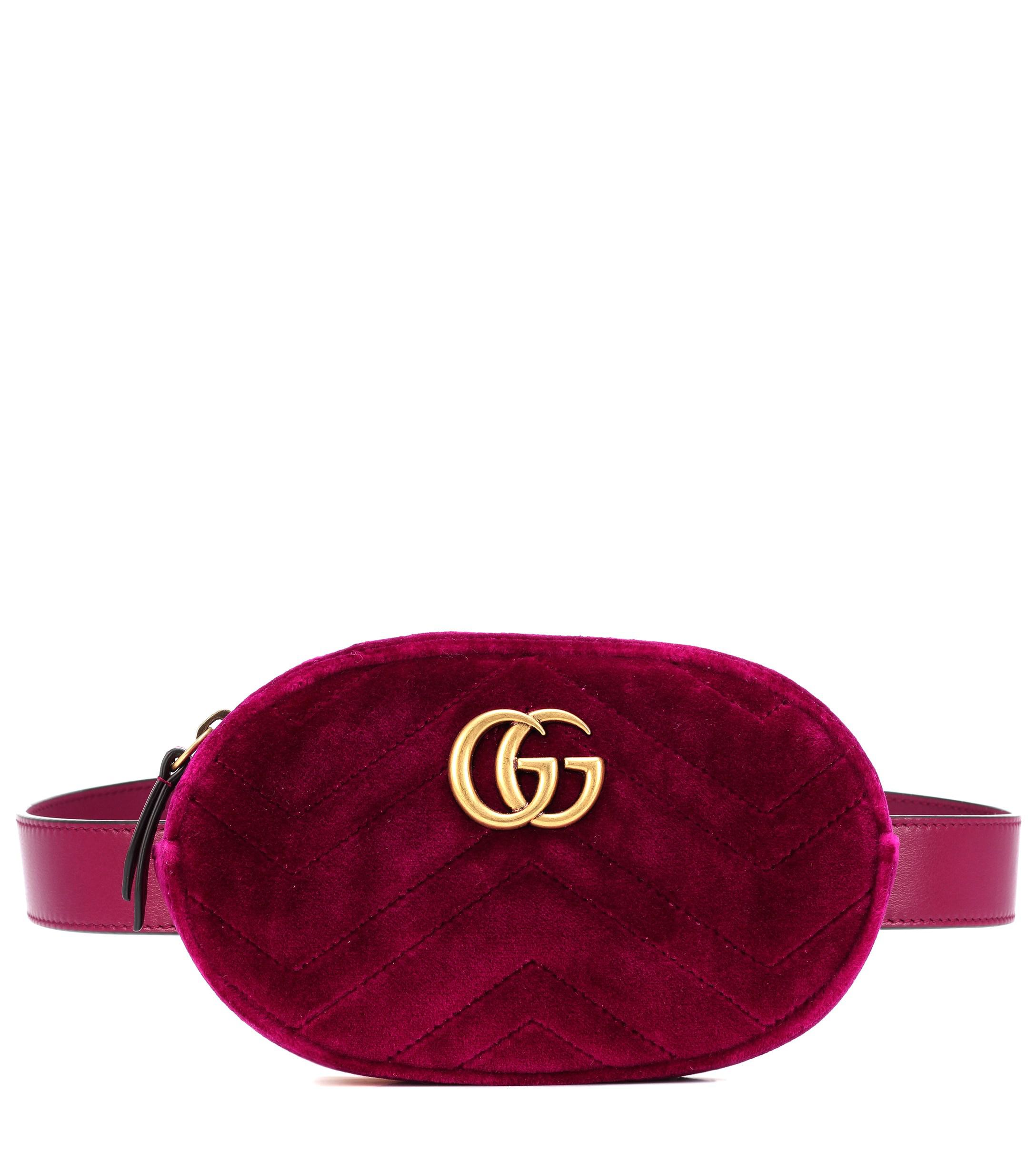 Gucci GG Marmont Velvet Belt Bag in Purple - Lyst