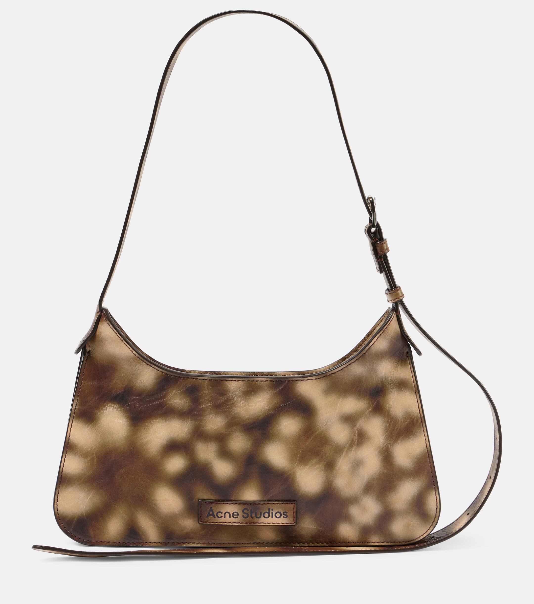 Acne Studios Platt Mini Printed Leather Shoulder Bag in Brown 