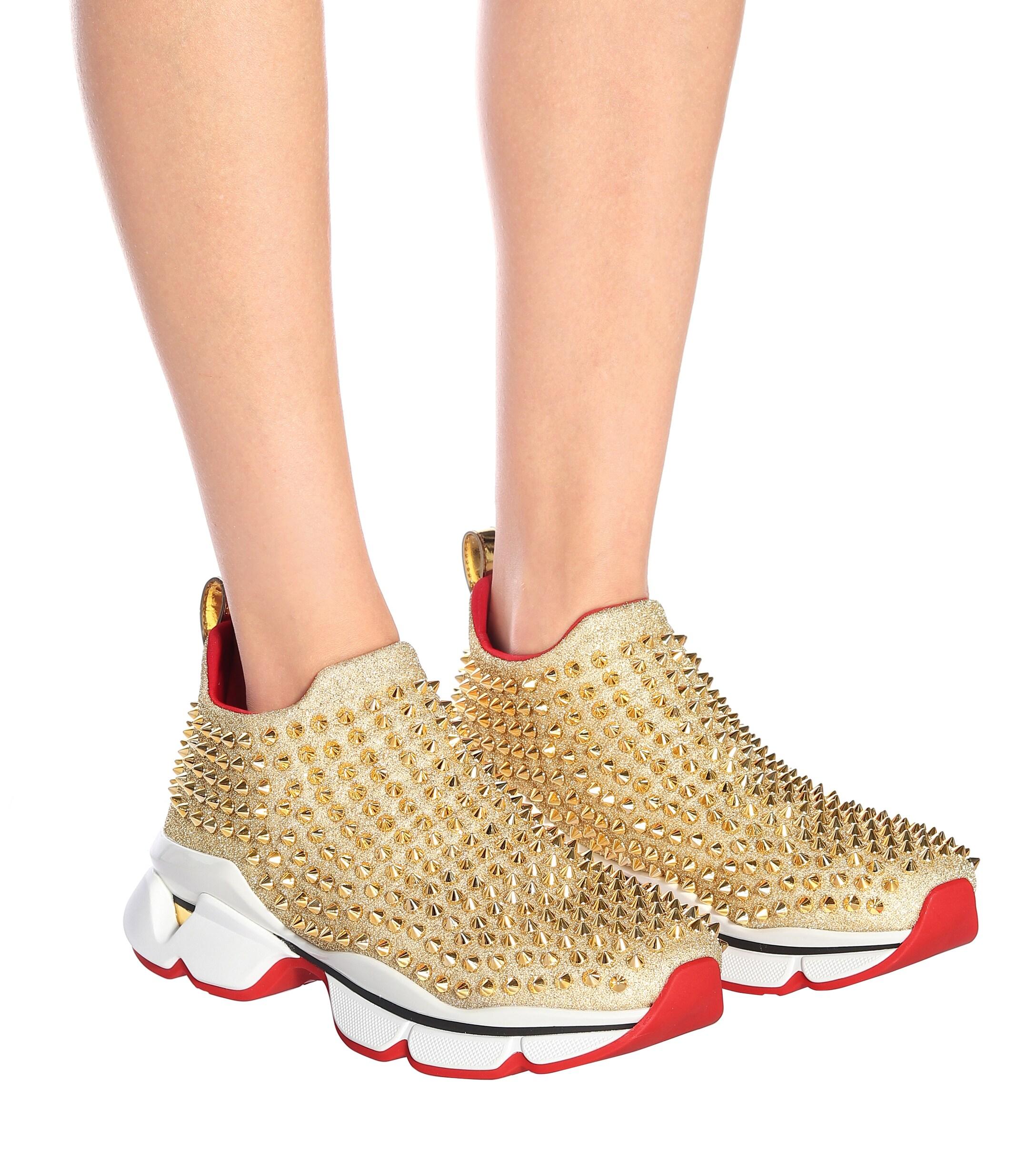 CHRISTIAN LOUBOUTIN Neoprene Spike Sock Donna Flat Sneakers 38.5