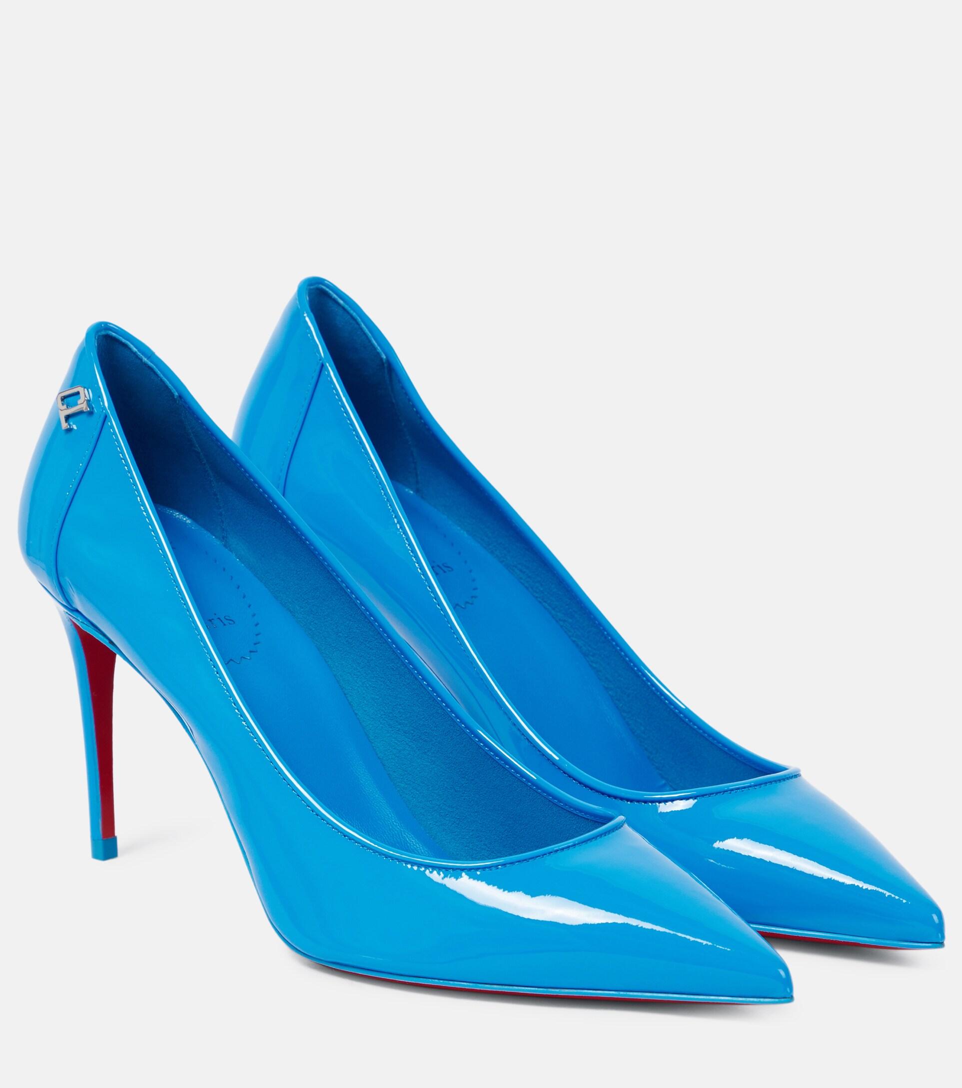 Blue patent pumps sale