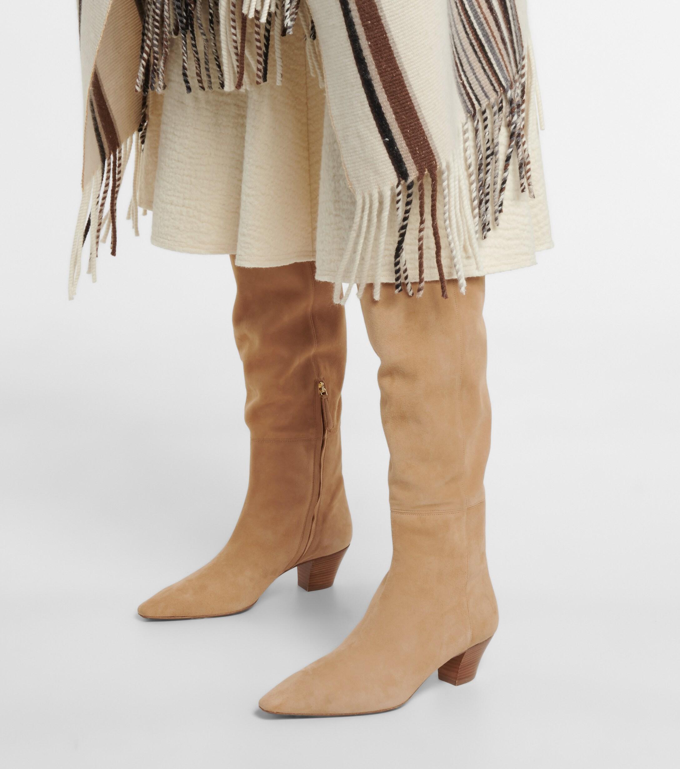 Aquazzura Gainsbourg 45 Suede Over-the-knee Boots in Brown | Lyst UK