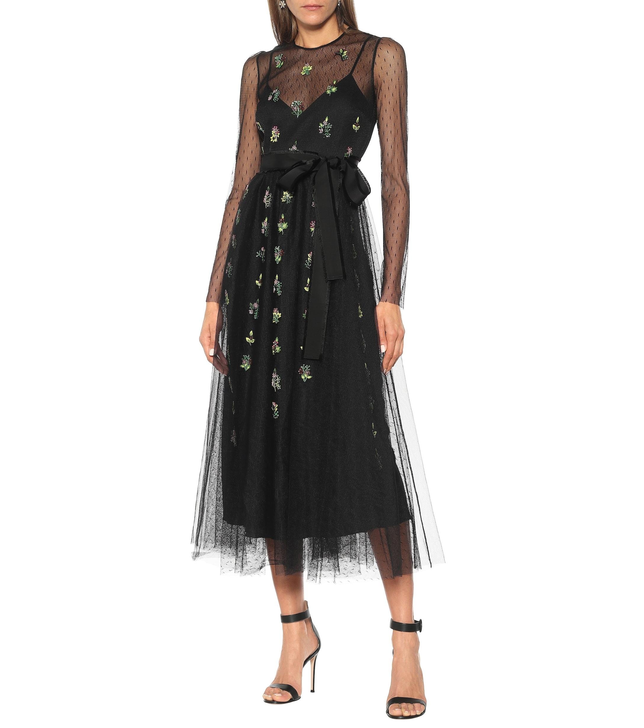 RED Valentino Embellished Embroidered Tulle Gown in Black | Lyst