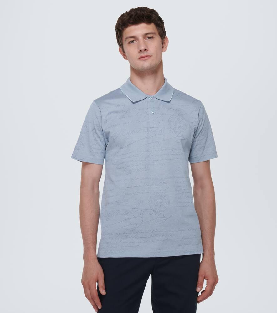 Berluti Scritto Cotton Pique Polo Shirt in Blue for Men Lyst