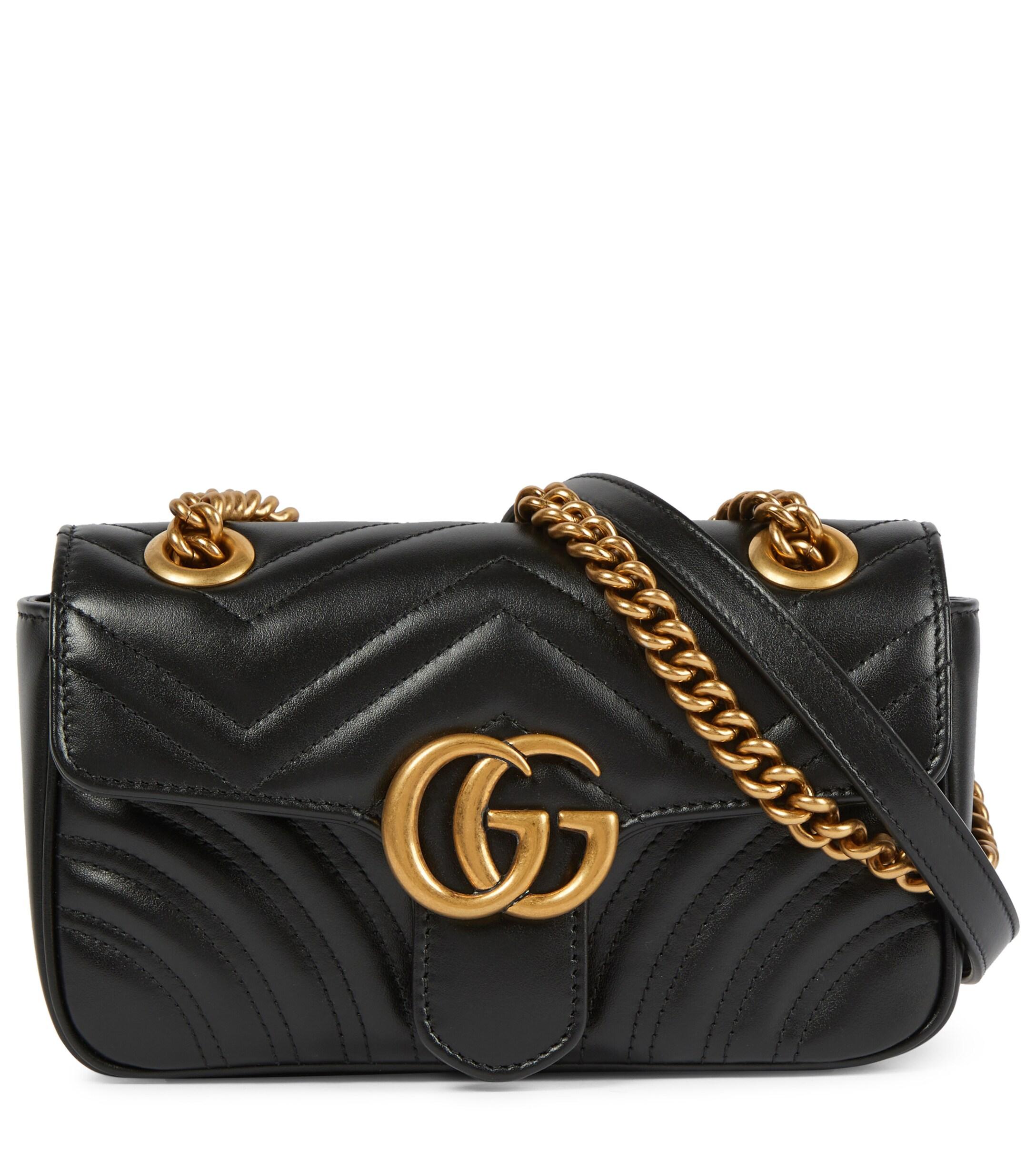 gucci gg marmont mini leather shoulder bolsa