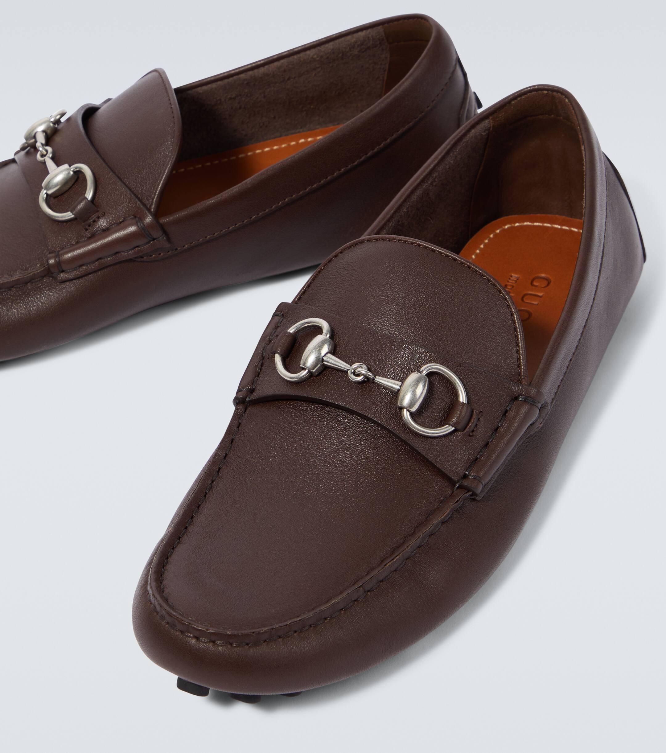 Brown leather gucci loafers sales