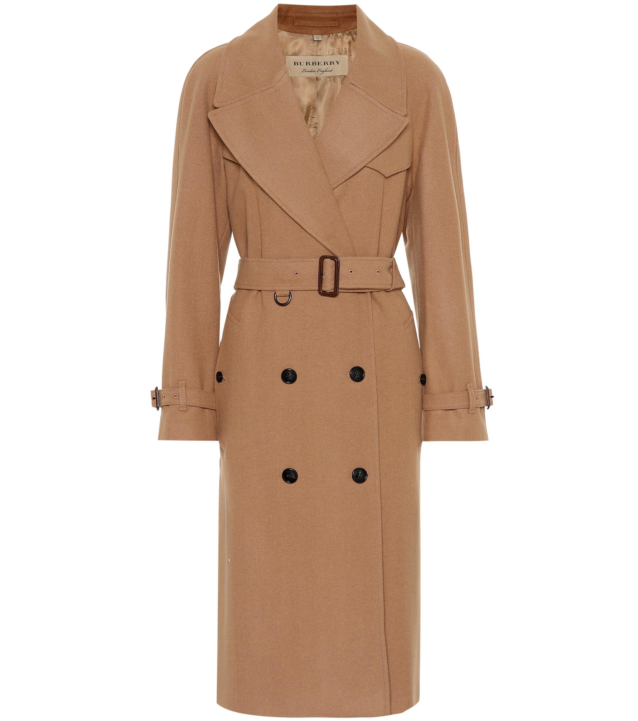 Burberry Cashmere Herringbone Woolblend Trench Coat in Camel (Brown) Lyst
