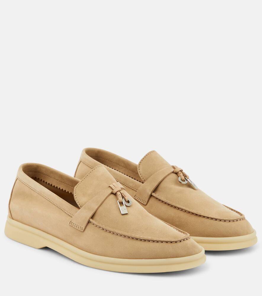 Loro Piana Summer Charms Walk Suede Loafers in Natural | Lyst