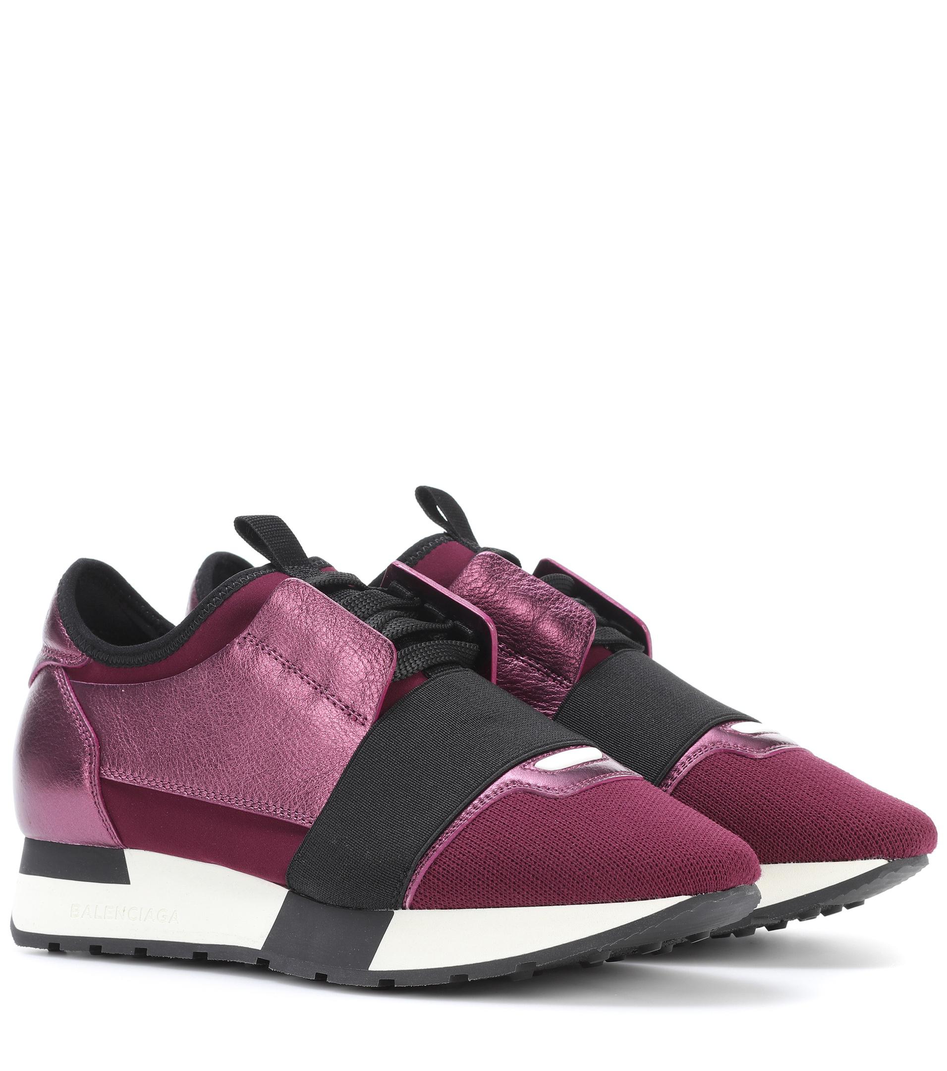 Lyst - Balenciaga Race Runner Metallic Leather Sneakers in Purple