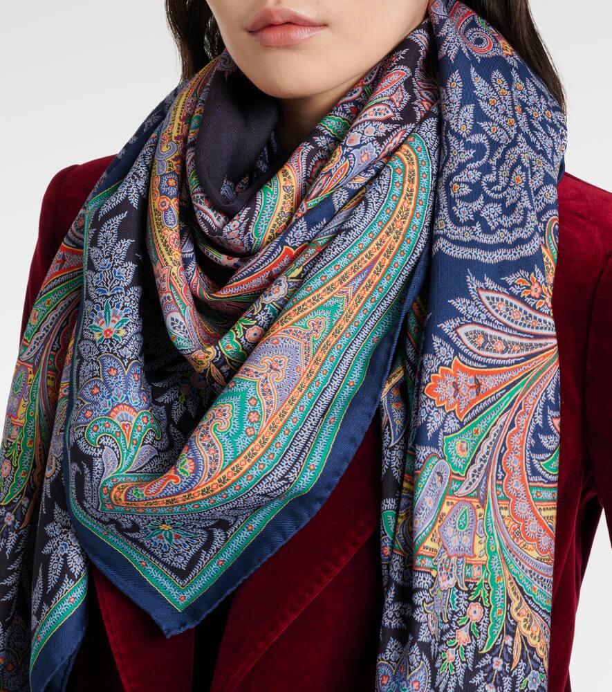 スカーフ Etro Light Blue Silk Shawl With Paisley Print Etro Paisley Print Silk & Cashmere Scarf | Neiman Marcus