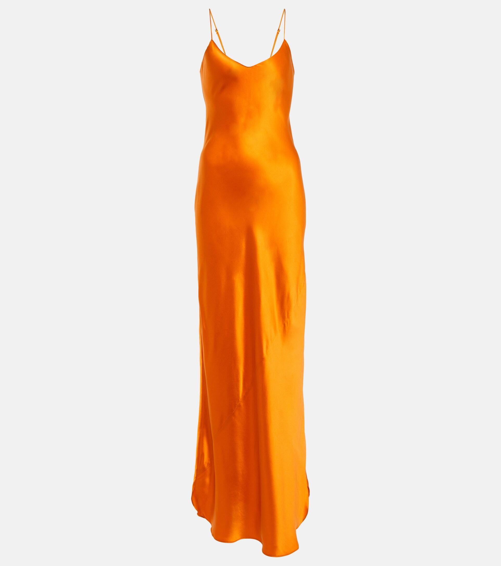 Nili Lotan Cami Silk Satin Slip Dress in Orange | Lyst
