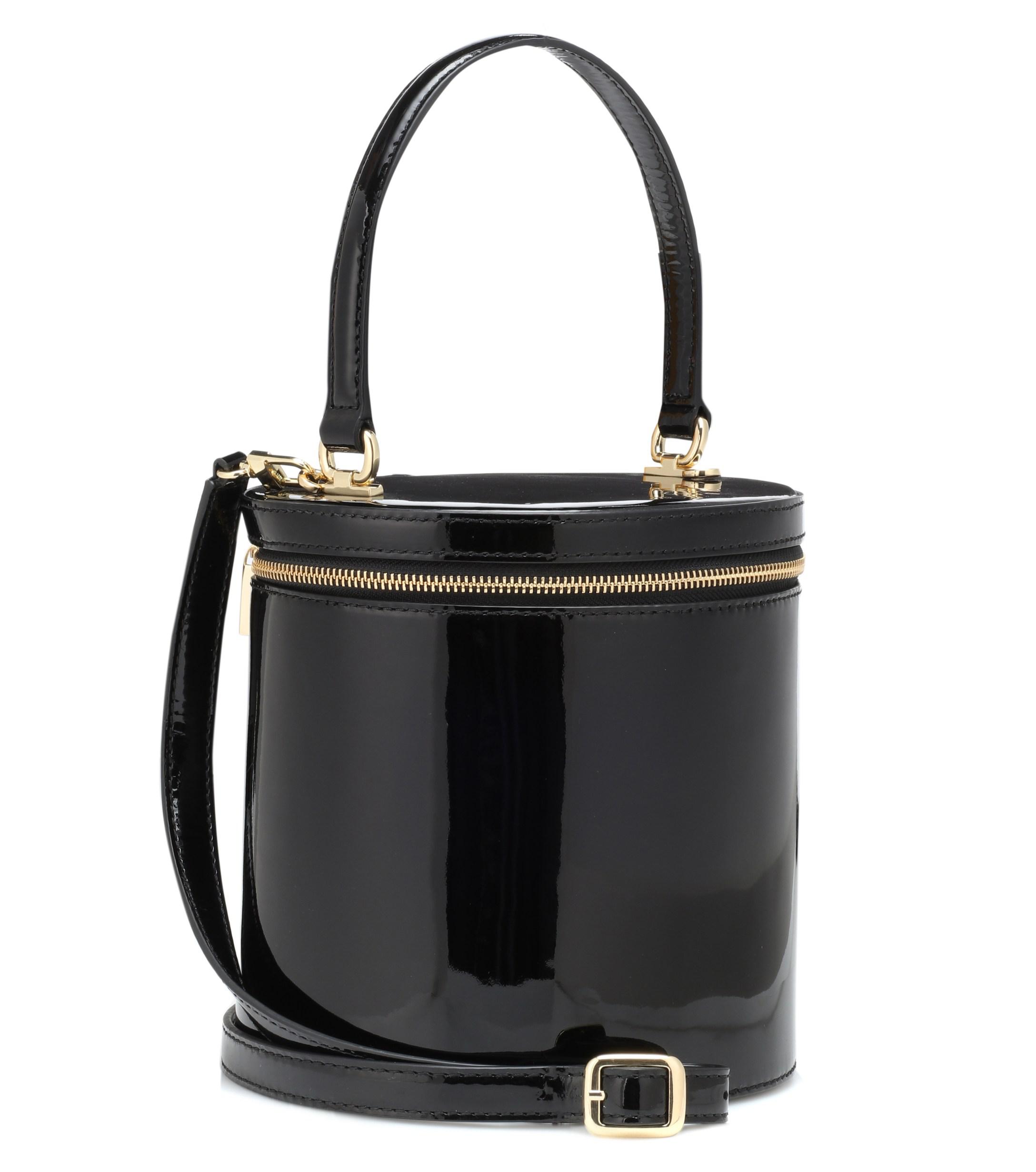 STAUD Vitti Patent Leather Bucket Bag in Black - Lyst