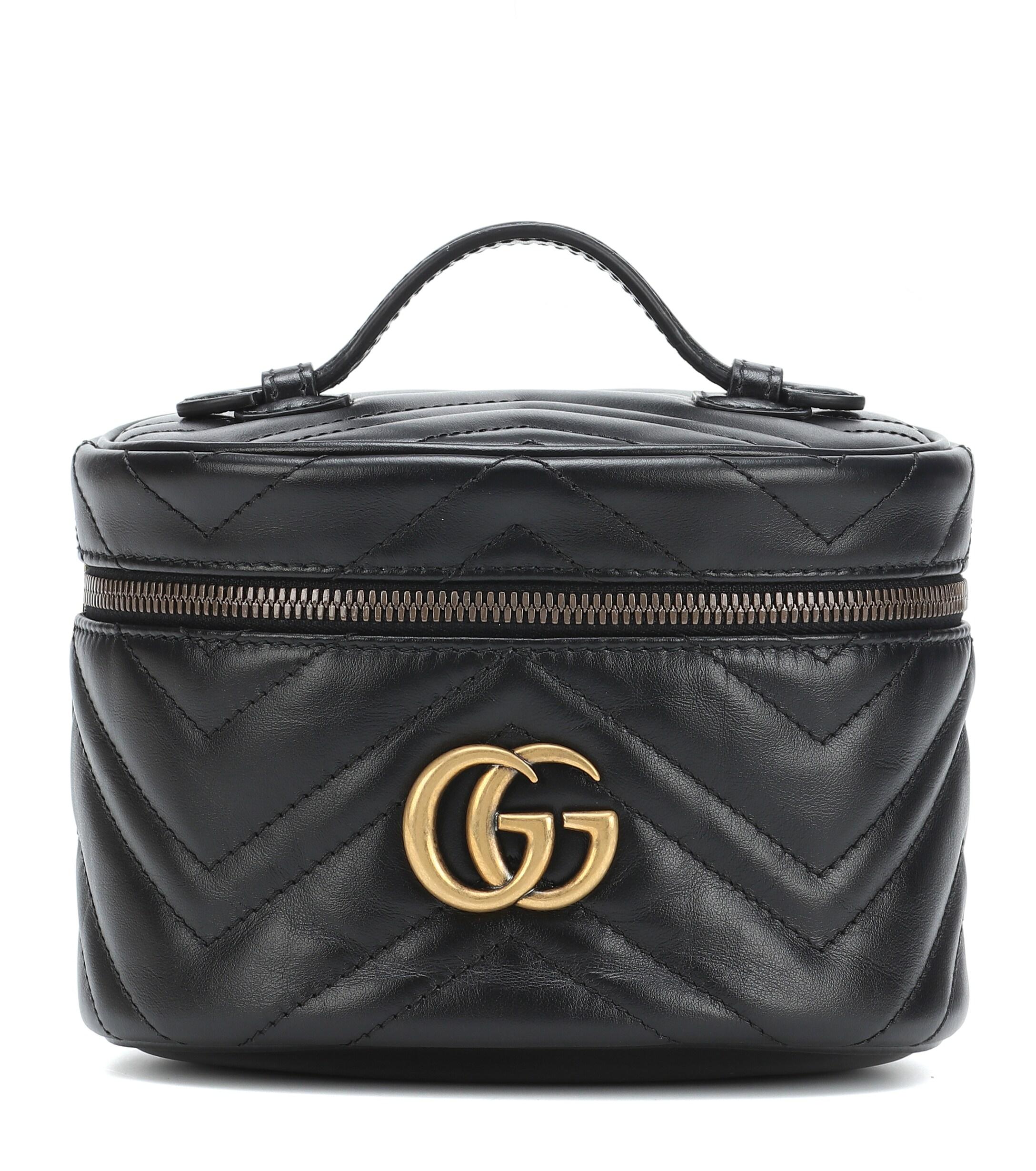 Shop GUCCI GG Marmont Leather Logo Pouches & Cosmetic Bags by Grace.jp