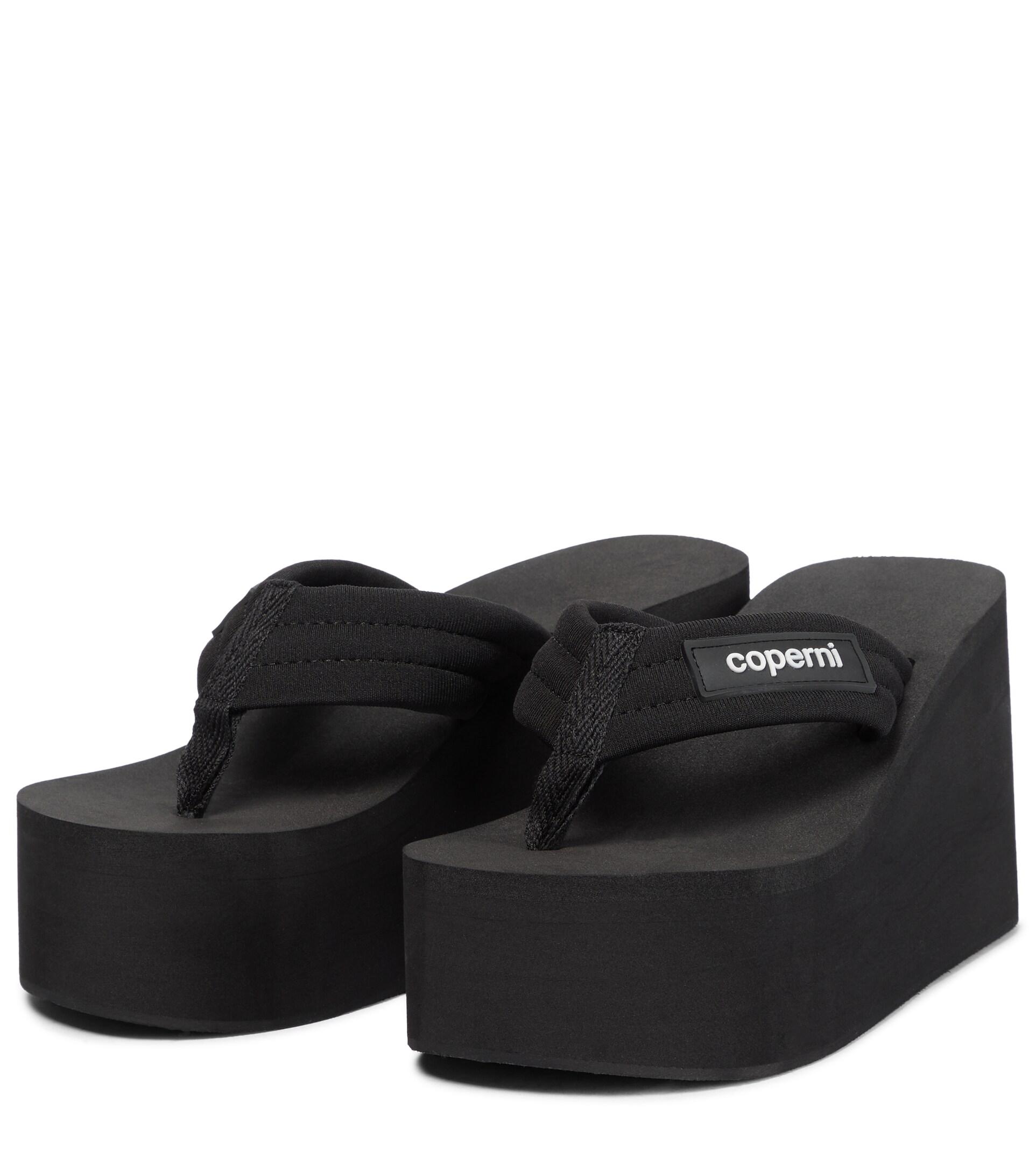 black platform thong sandals