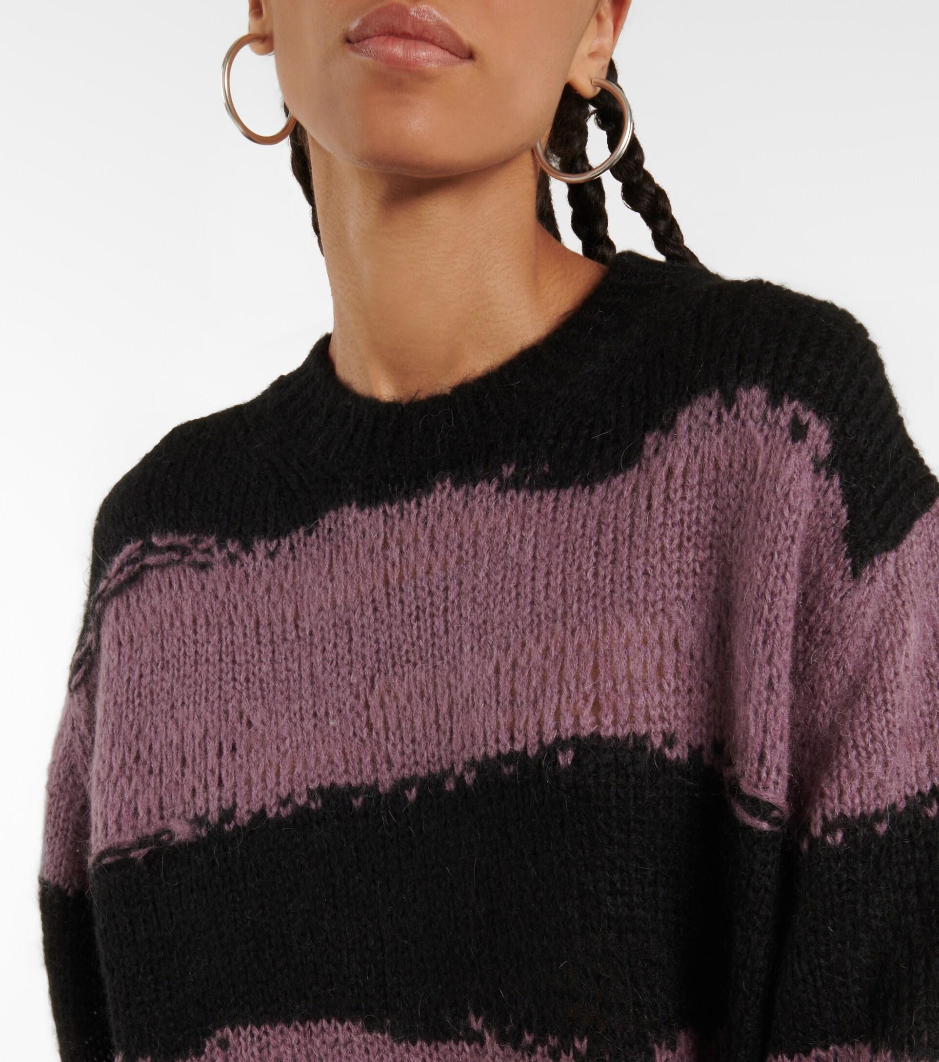 Acne Studios Striped Distressed Sweater in Purple | Lyst