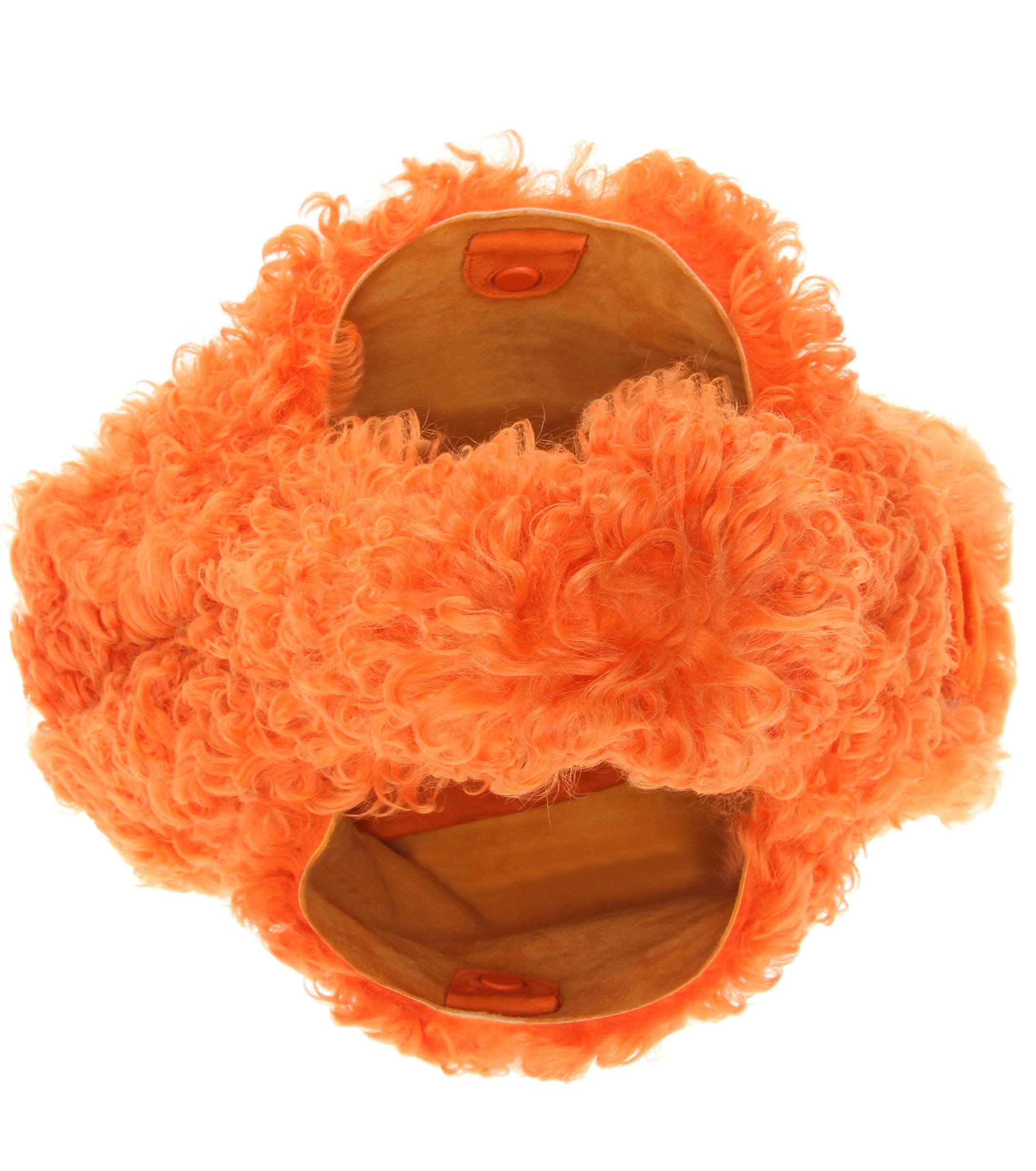 Miu Miu Orange Patent Shearling Bag