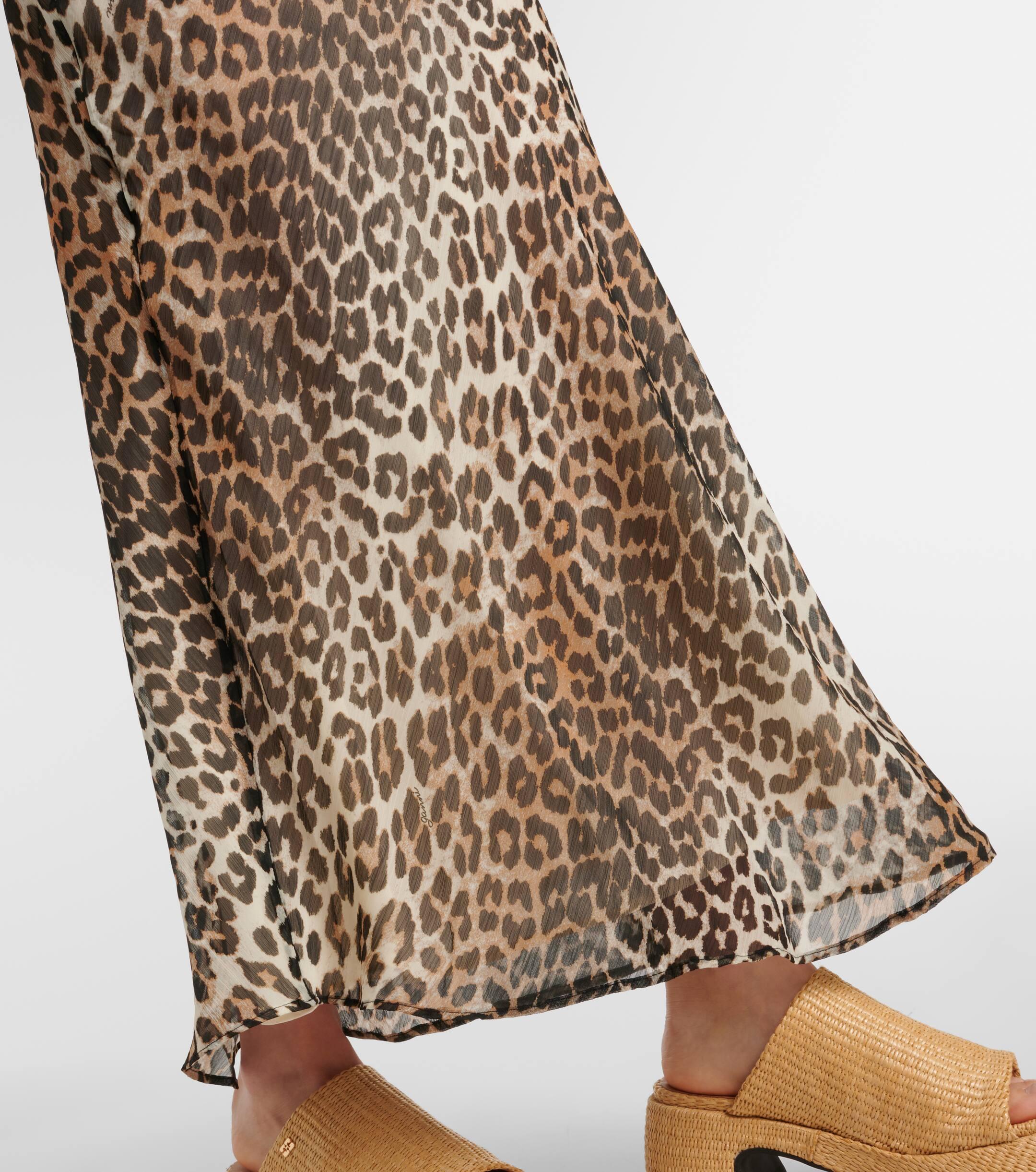 Ganni Leopard Print Chiffon Maxi Skirt in Natural Lyst Canada