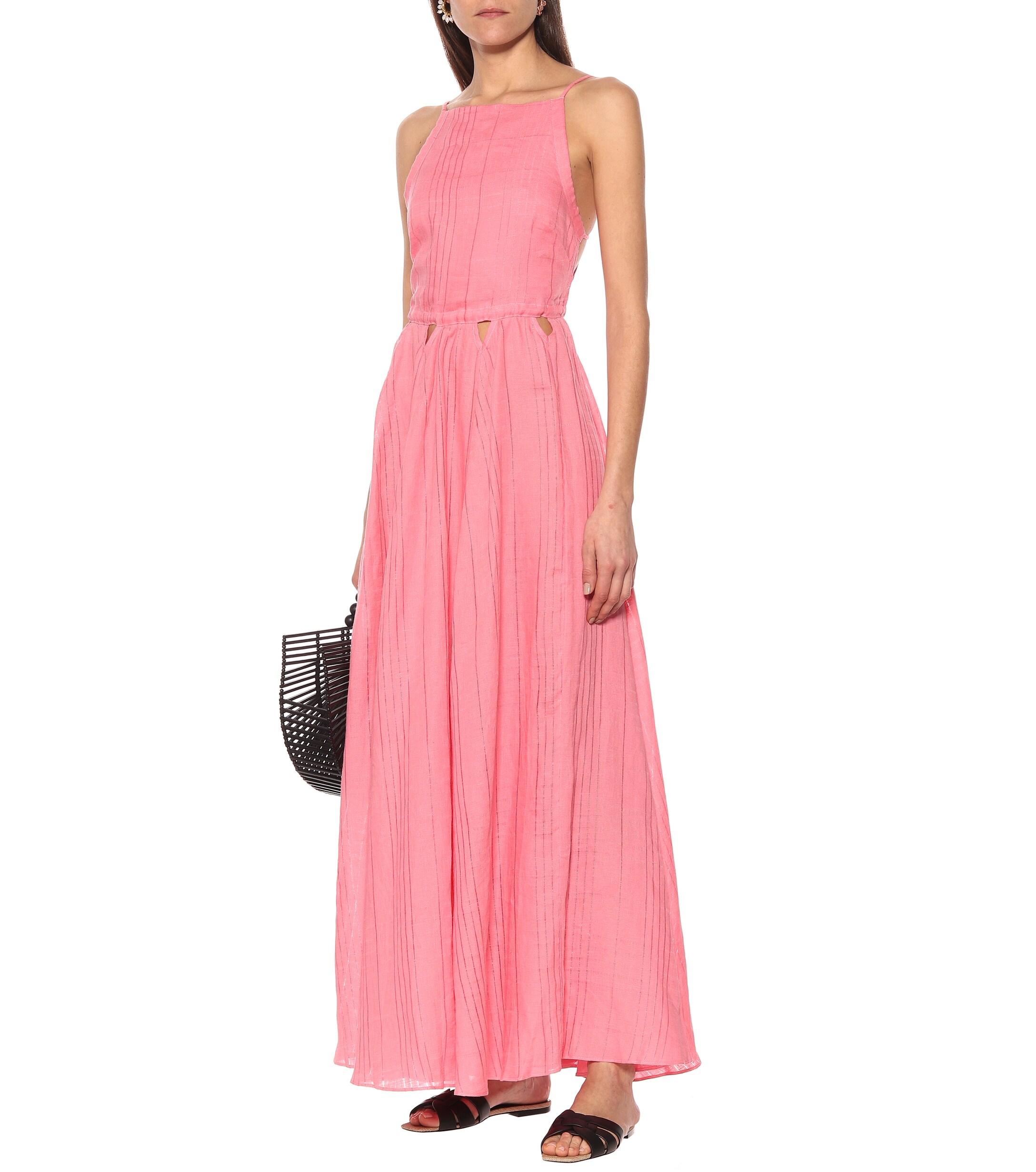 Cult Gaia Bella Linen Maxi Dress in Pink - Lyst