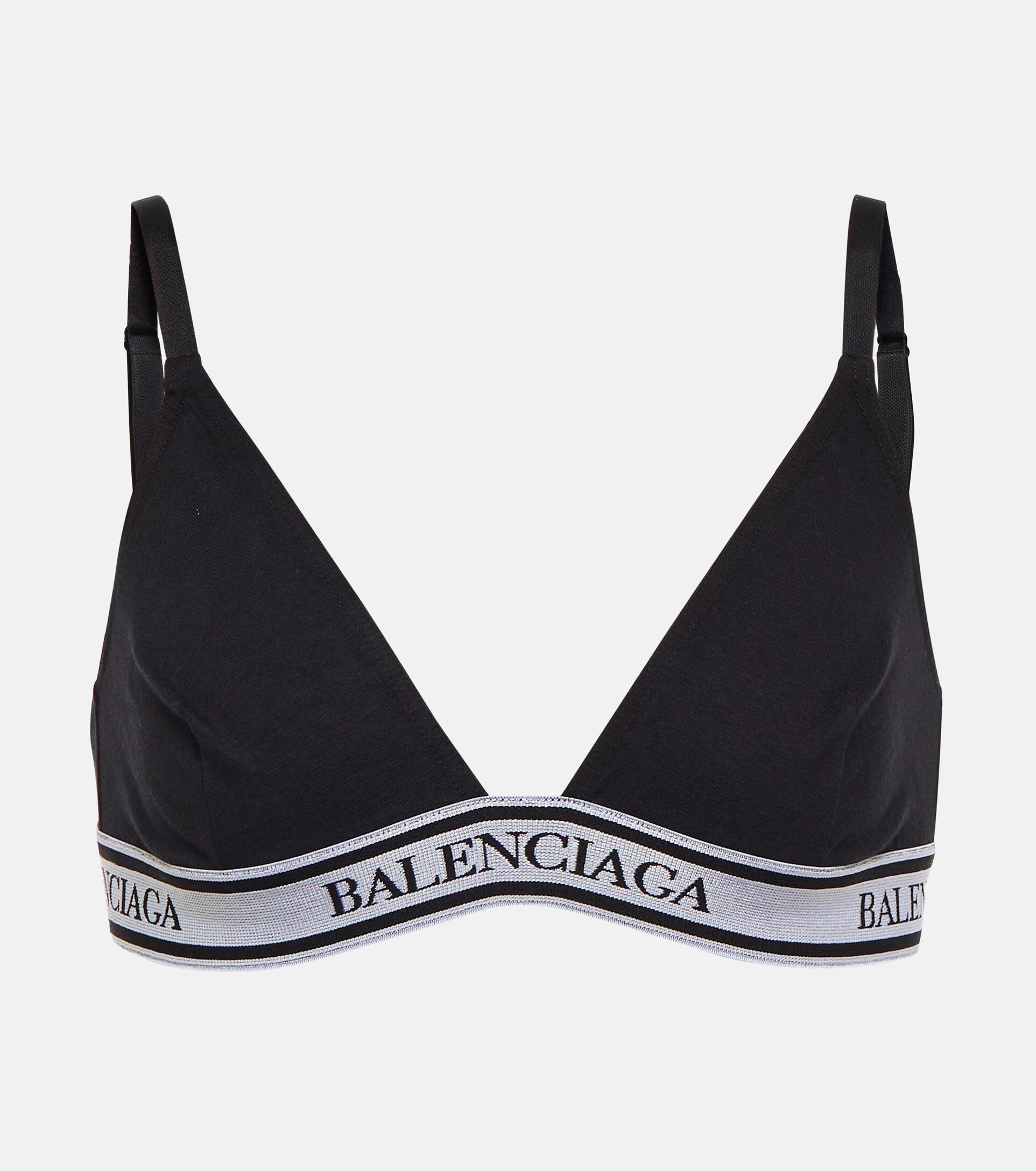 Balenciaga Logo Cotton-blend Bralette in Black | Lyst
