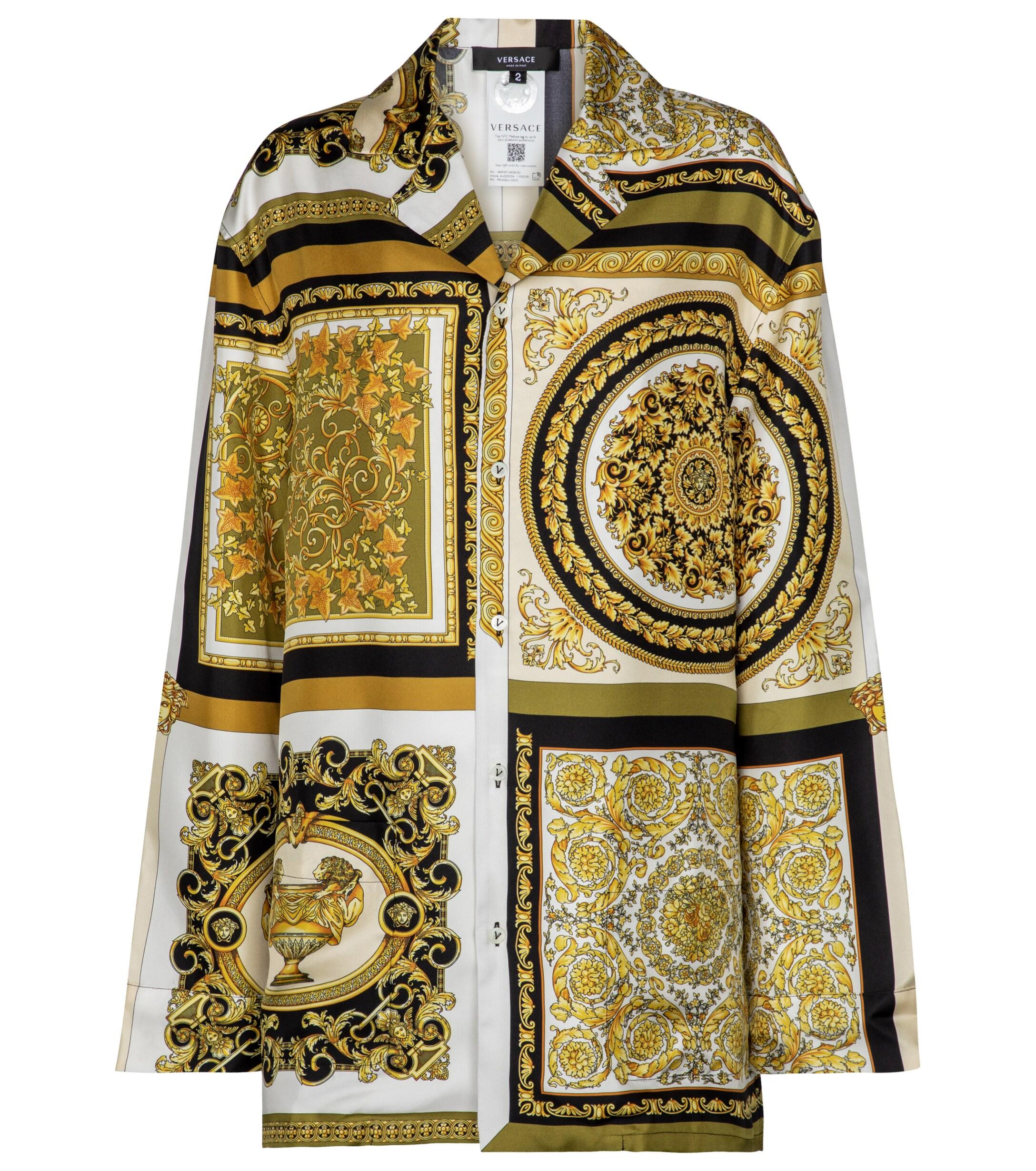 Versace Printed Silktwill Shirt in Gold (Metallic) Lyst