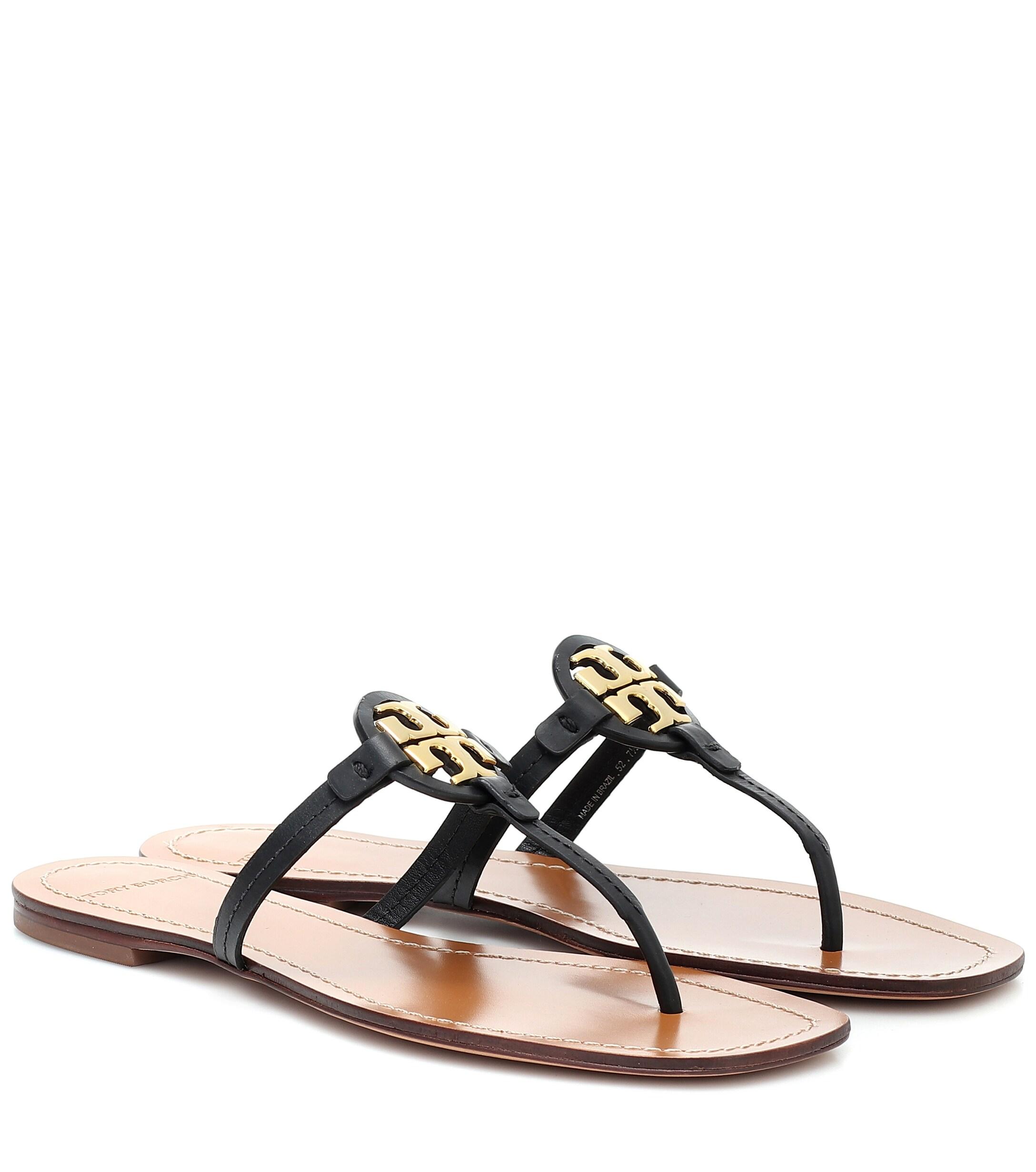 Tory Burch Mini Miller Leather Sandals in Black - Lyst