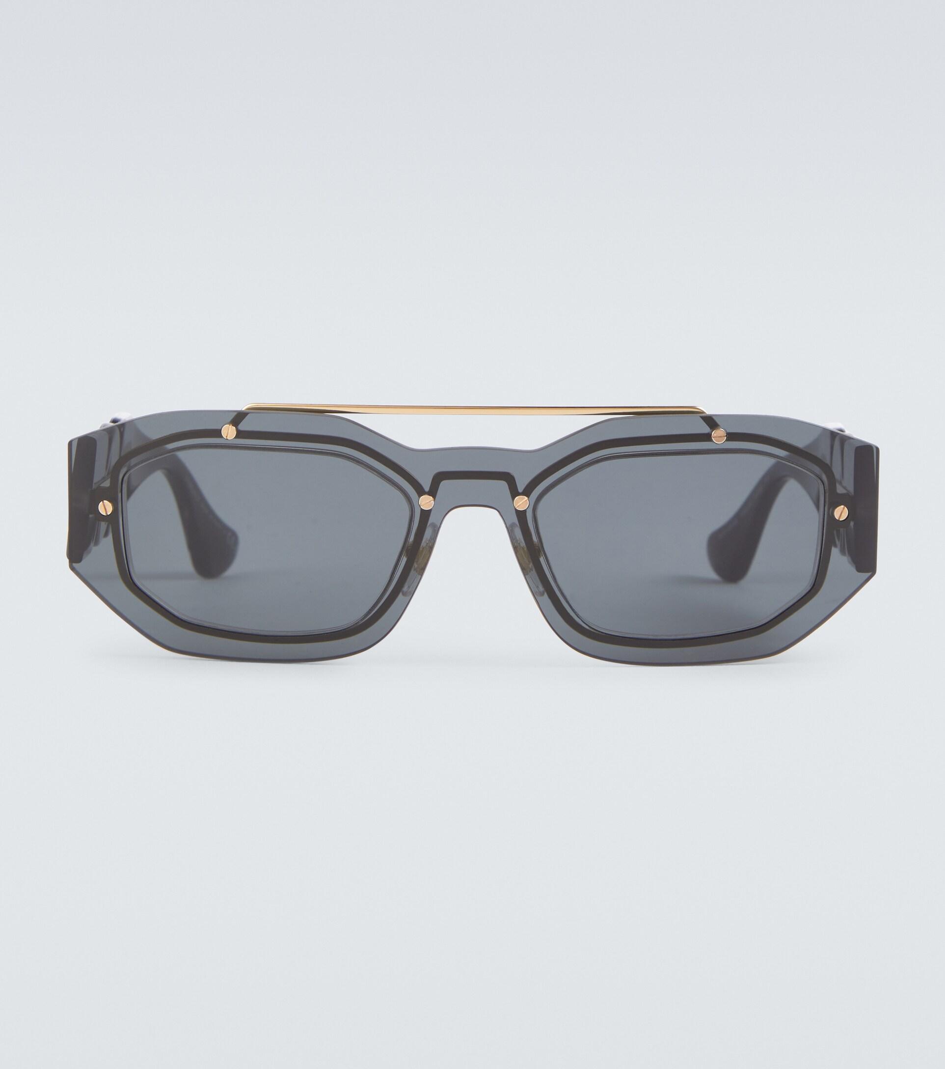 Versace Medusa Biggie Rectangular Sunglasses in Gray for Men | Lyst