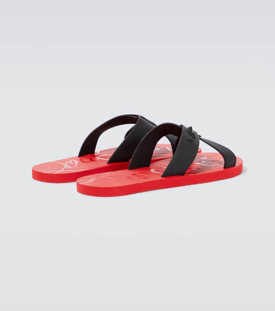 Christian Louboutin Loubi Cross Rubber Slides in Red for Men