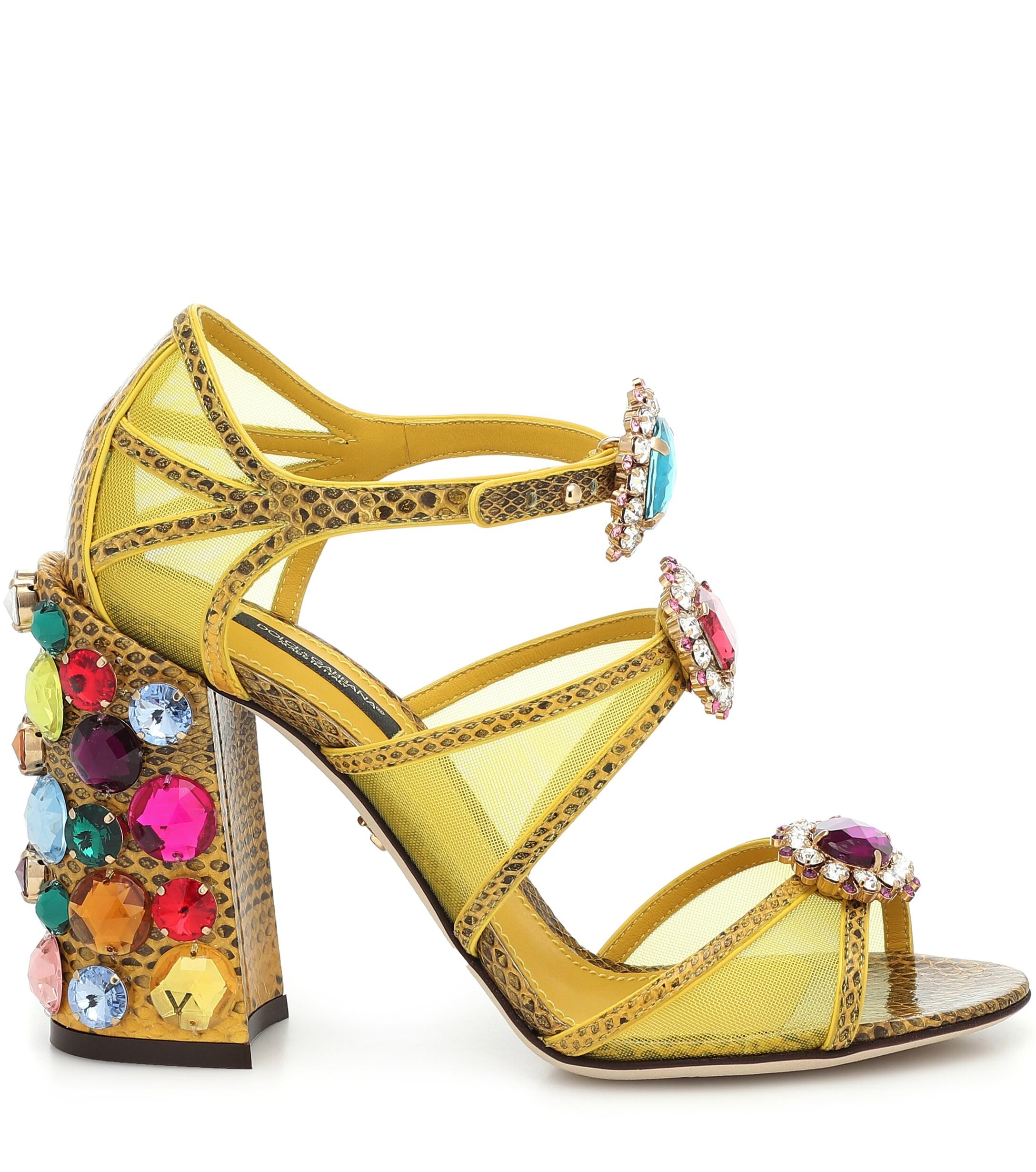Dolce & Gabbana Keira Embellished Sandals in Gold (Metallic) - Lyst